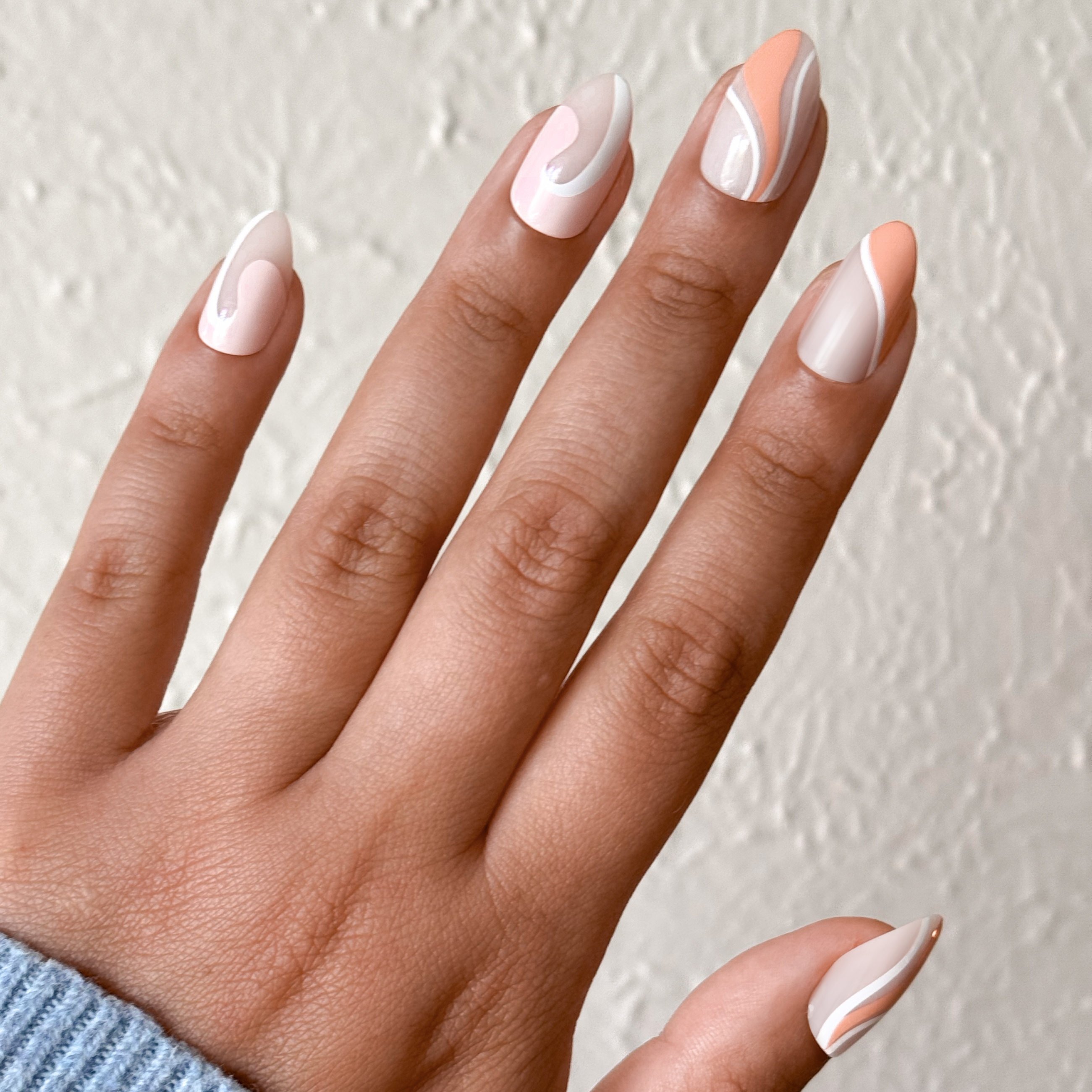 Pink Swirl Mixed Pack - Press-On | Medium | Almond、mySite、solidvoid