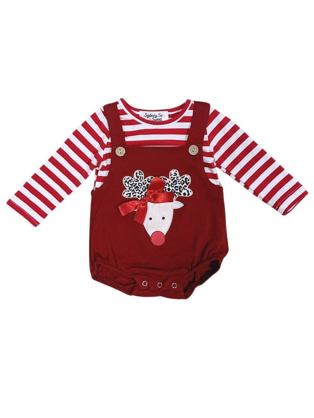 Red Nosed Reindeer Baby Bubble & Red Striped Top Set、mySite、camillekostekn