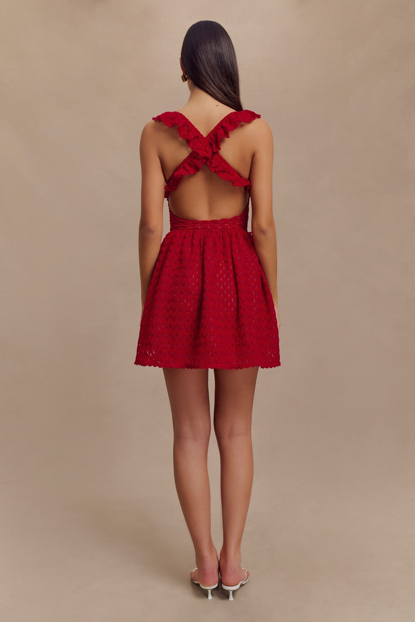 Ezra Lace Mini Dress - Deep Red、mySite、solidvoid
