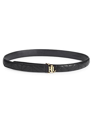 Lauren Ralph Lauren Quilted Leather Belt-BLACK-X-Large、mySite、g9winljtr