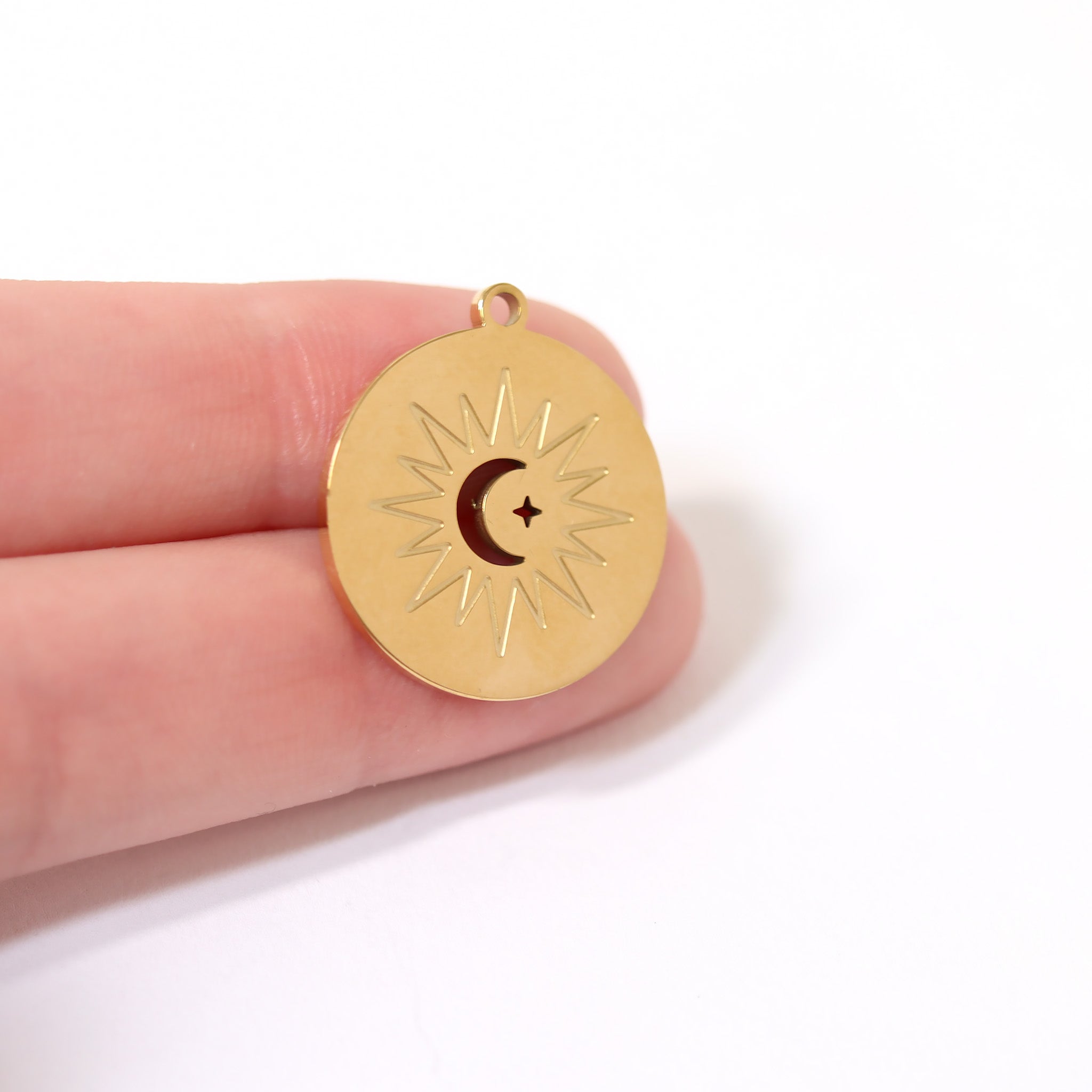 18K Gold PVD Stainless Steel Sun + Moon Charm / PDL0063、mySite、dreamappss