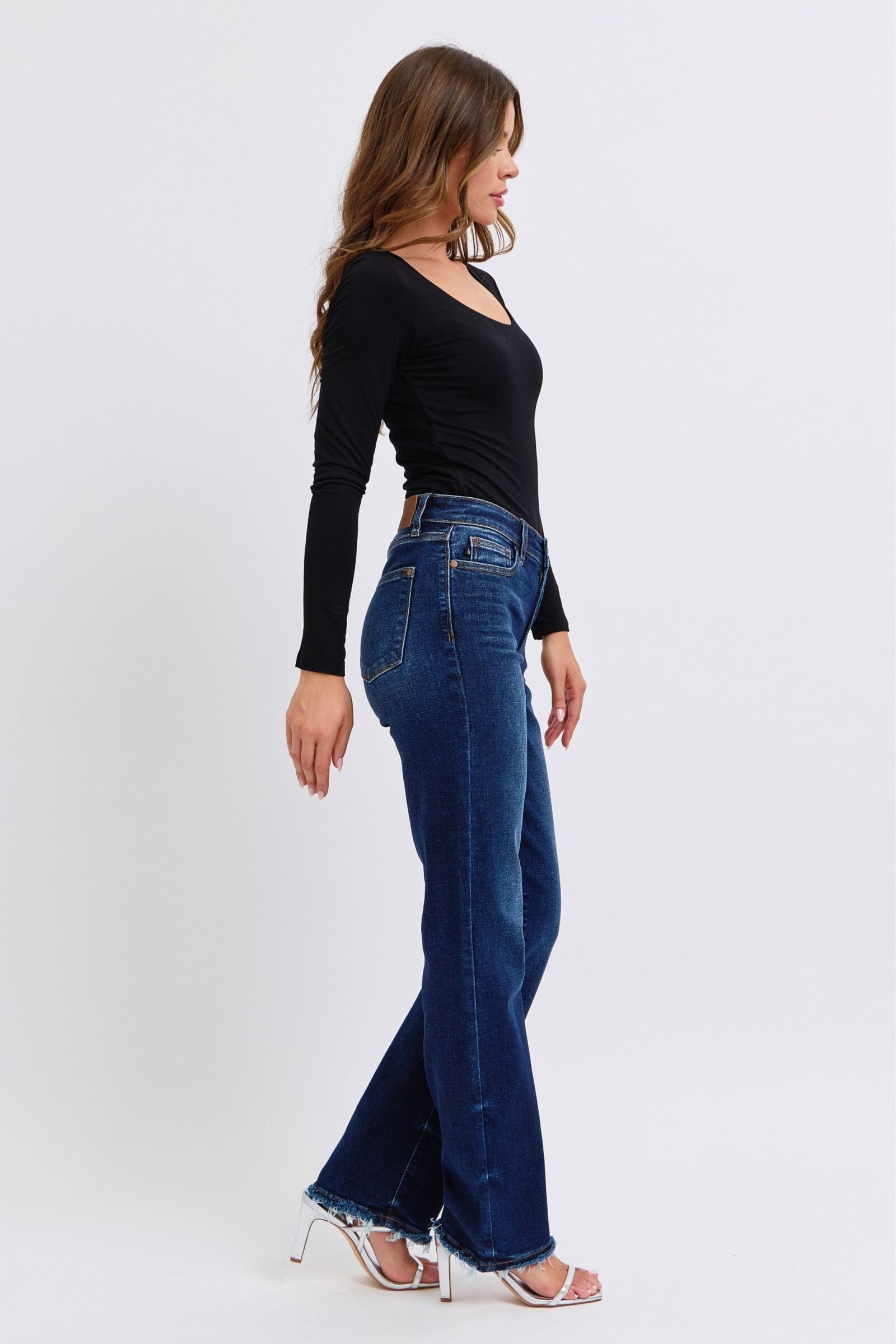 Judy Blue Full Size Raw Hem Straight Leg Jeans、mySite、camillekostekn