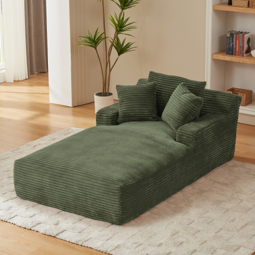  Oversized Chaise Lounge Chair Indoor, Corduroy Upholstered Modern Sofa Couch,No Assembly Required,Comfy Sleeper Sofa for Living Room,Office、、yumabirdnaturehistoryfestival