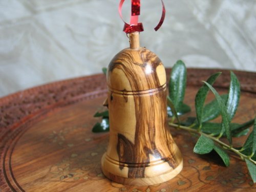 Christmas Bell with Nativity Inside- Olive Wood Bell Ornament、mySite、topwebapps