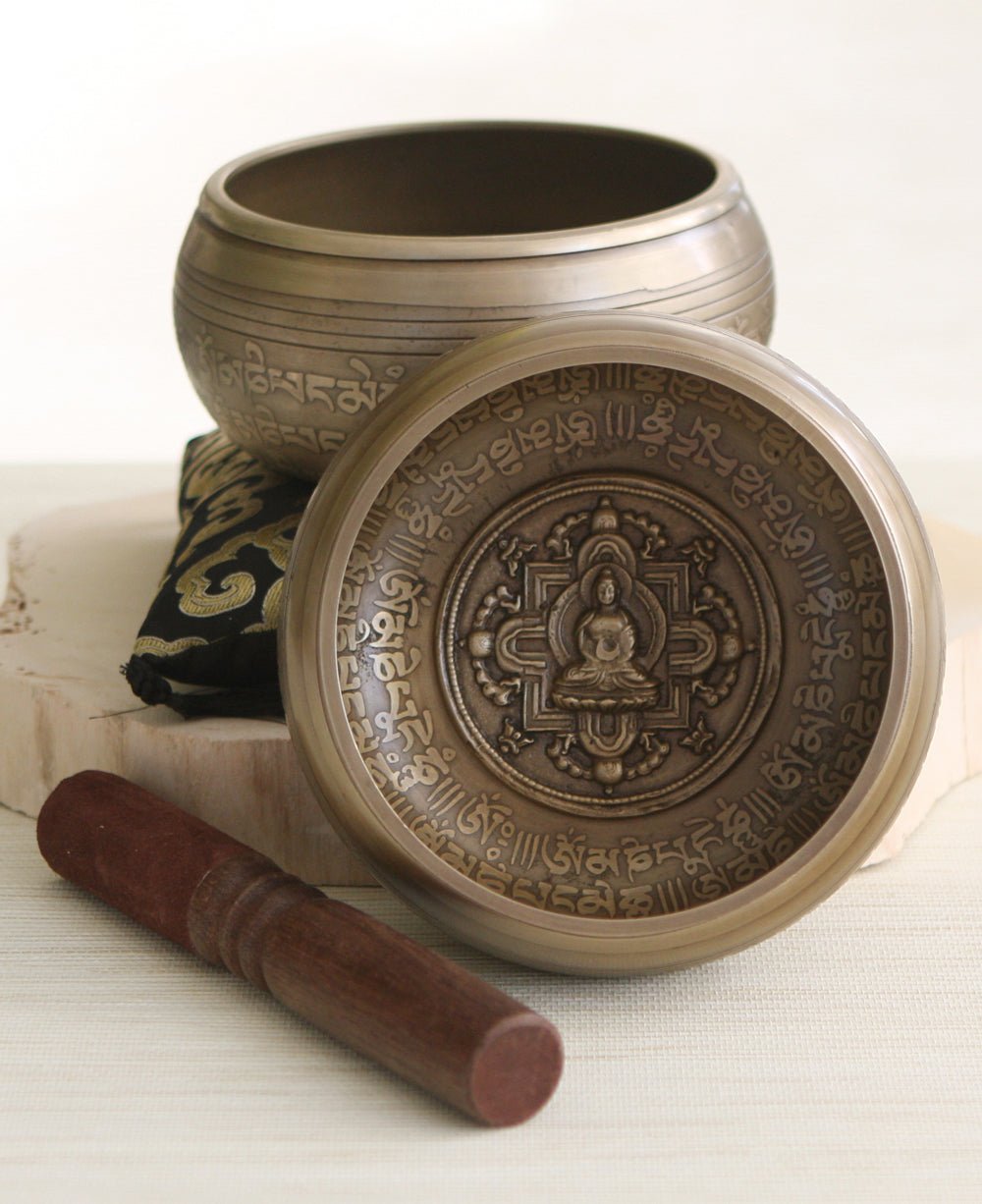 Embossed Buddha Singing Bowl with Mantra Design、mySite、topwebapps