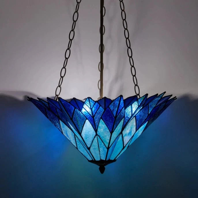 Azura Brilliant Blue Tiffany Style Shade Pendant 3 Bulb Light-Stunning!、mySite、g9winljtr