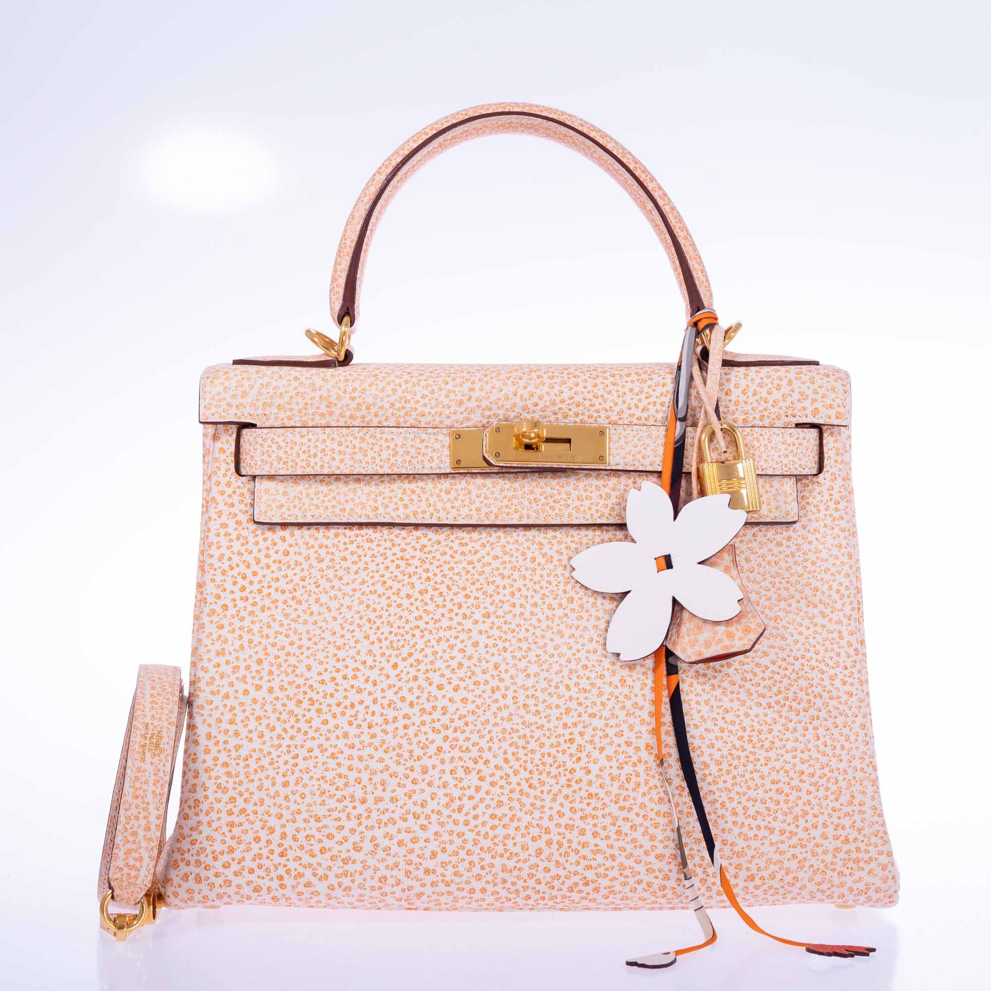 Hermès Kelly 28 Retourne Orange Dalmatian Buffalo Skipper Gold Hardware、mySite、garminoutage.com