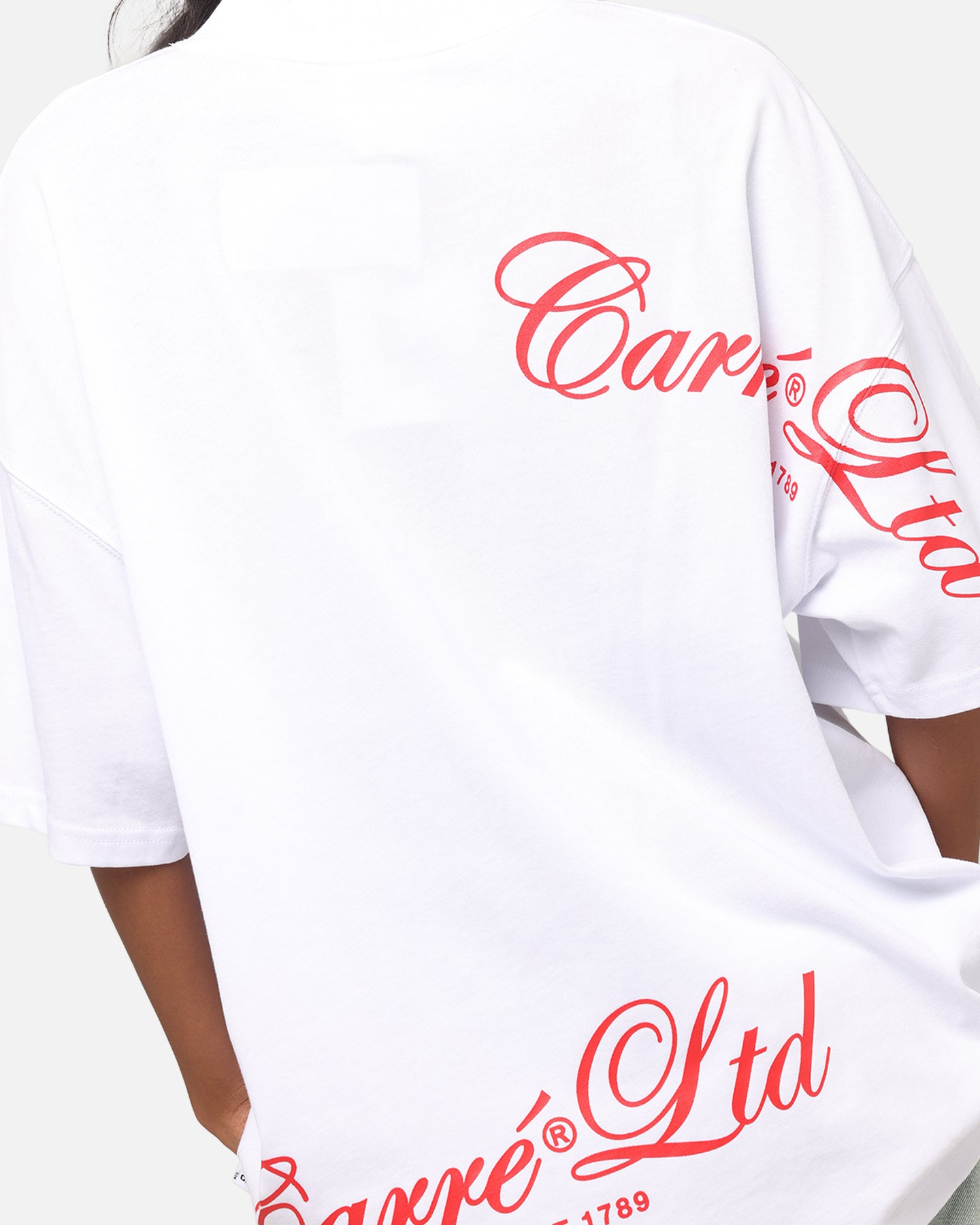 Carre Side Script Oversized T-Shirt White/Red、mySite、zt4zffjzw