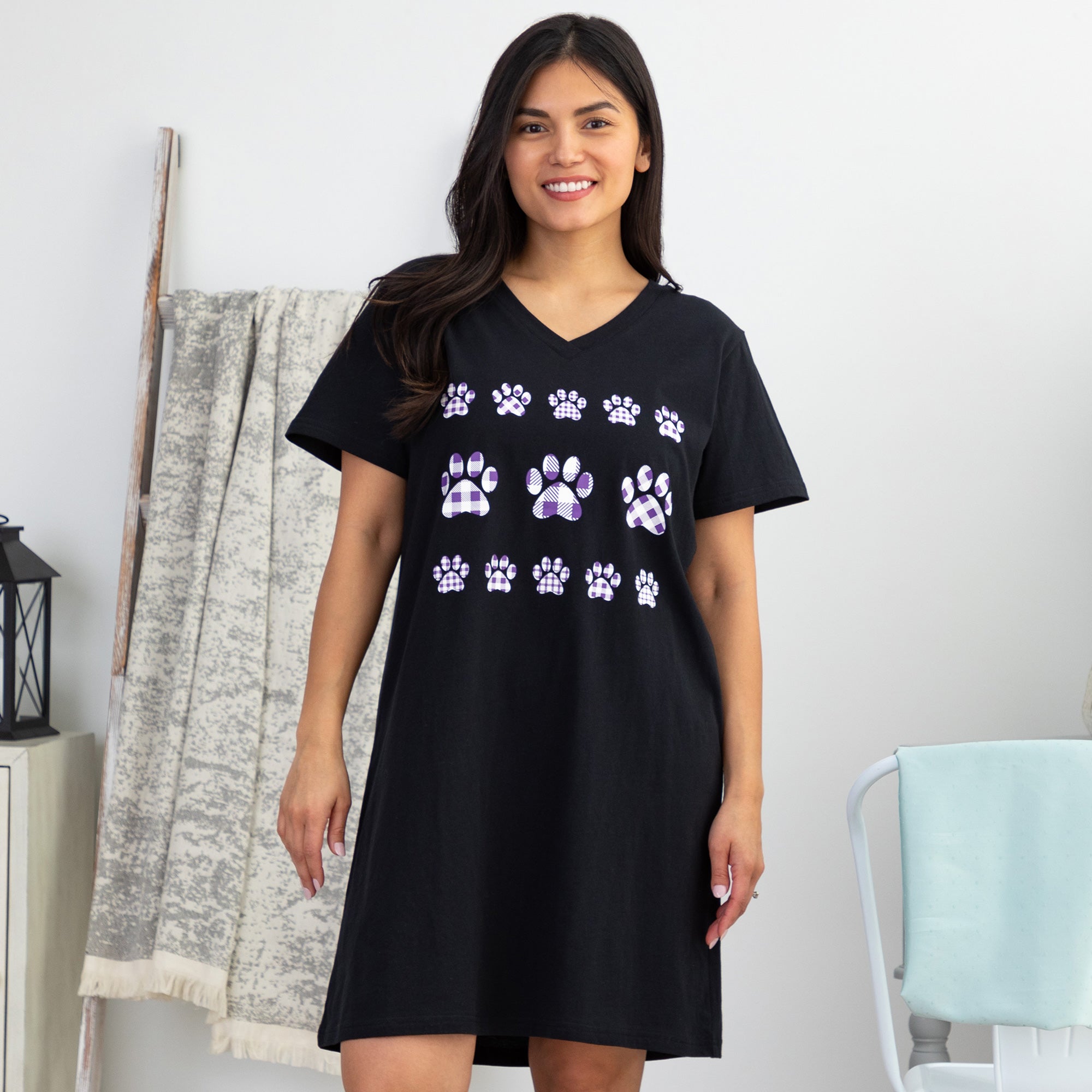 Gingham Paw V-Neck Nightgown、mySite、camillekostekn