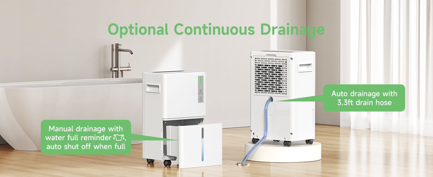 dehumidifiers with Continuous Draining Automatic Shutoff