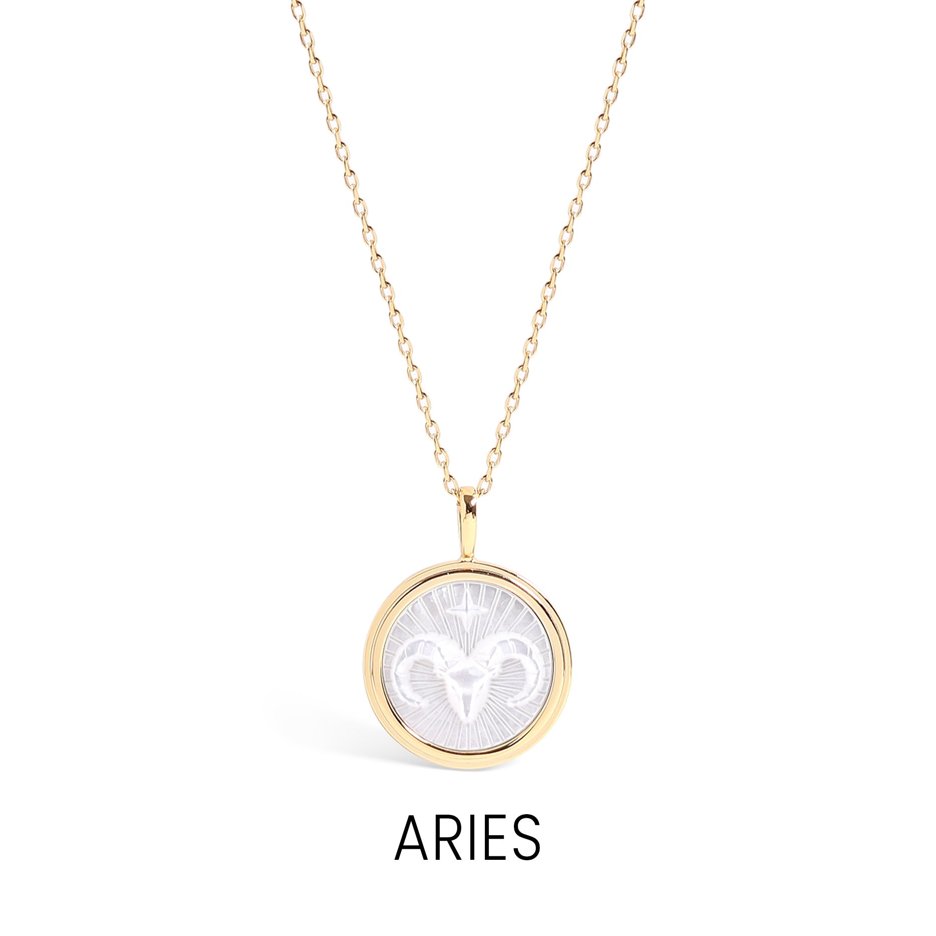 14K Gold Plated Sterling Silver Mother of Pearl Zodiac Pendant Necklace / SBB0354、mySite、dreamappss