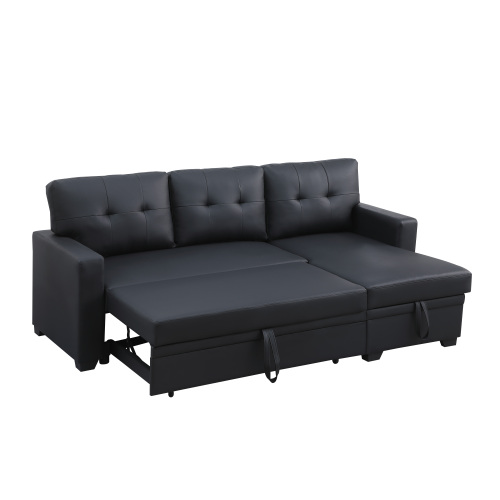 Upholstered Pull out Sectional Sofa with Chaise、、casual