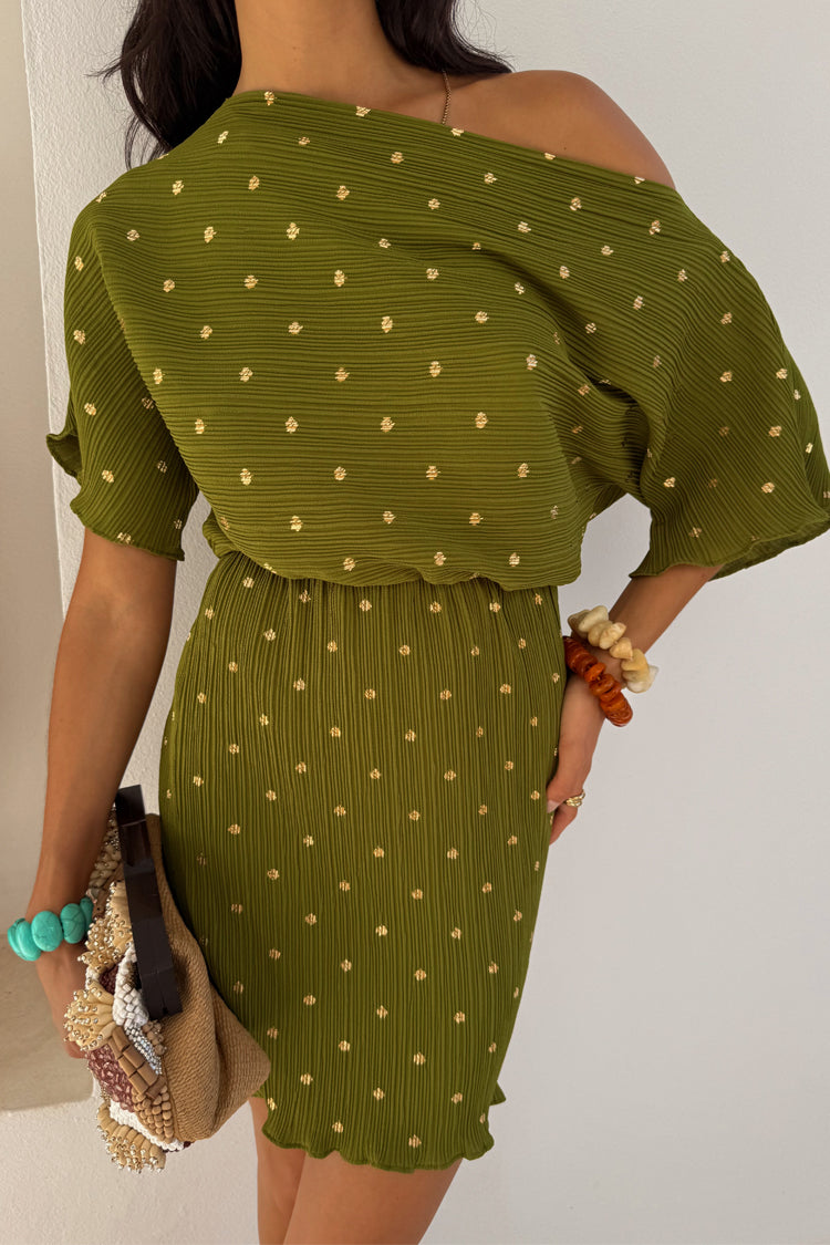 Khaki Mini Plisse Tilly Dress、mySite、solidvoid