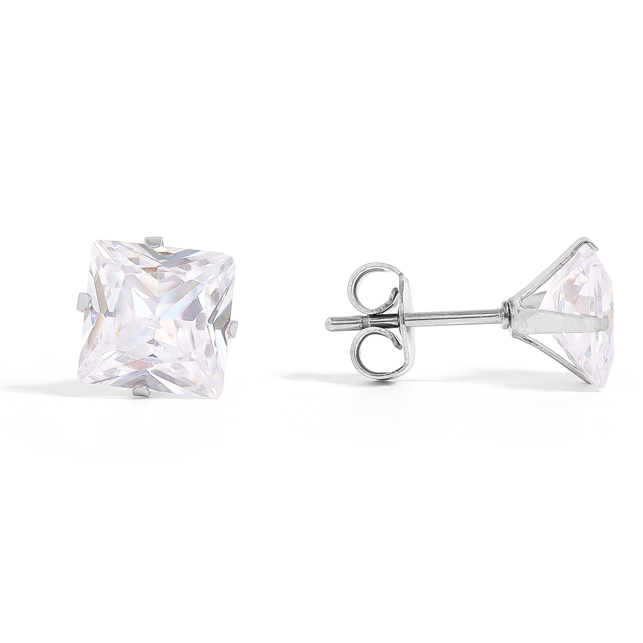 Stainless Steel Princess Cut CZ Stud Earrings / ERJ3003、mySite、dreamappss