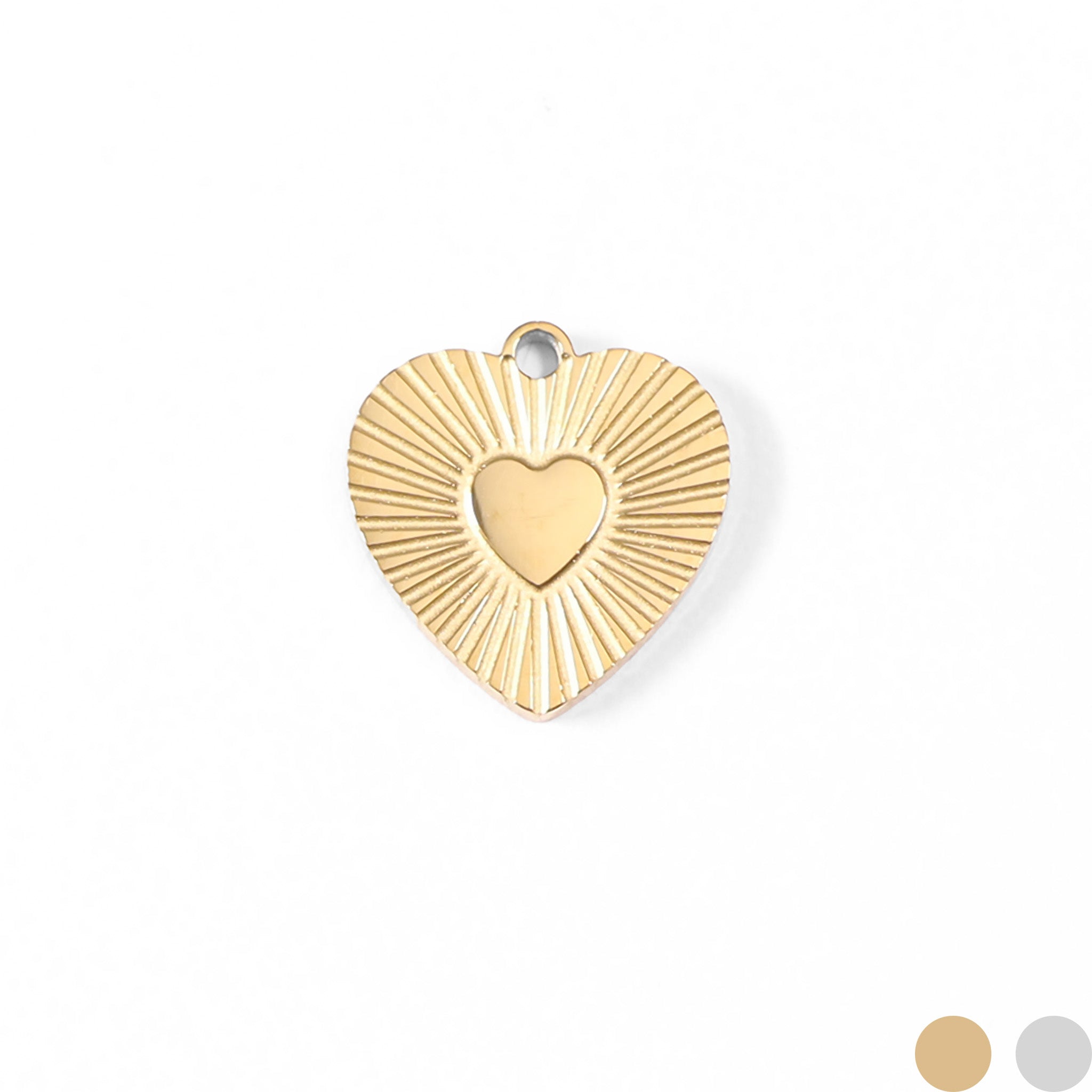 18K Gold PVD Stainless Steel Sunburst Heart Charm / PDL0048、mySite、dreamappss