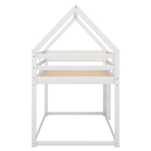 Twin over Twin Low Bunk Bed, House Bed with Ladder , Gray(OLD SKU:WF197808AAE)、、casual