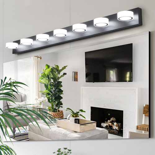 52" Modern 7-Light LED Vanity Light Fixture - Chrome Finish with Acrylic Light Shades - Energy-Efficient Bathroom Wall Sconce - Dimmable for Mirror, Shower, and Bathroom Decor、、eastwooduniform