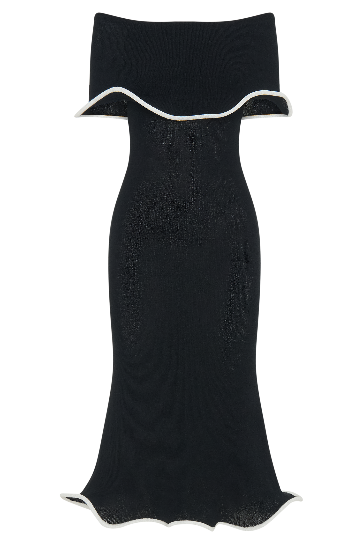 Molly Off Shoulder Knit Midi Dress - Black/White、mySite、solidvoid