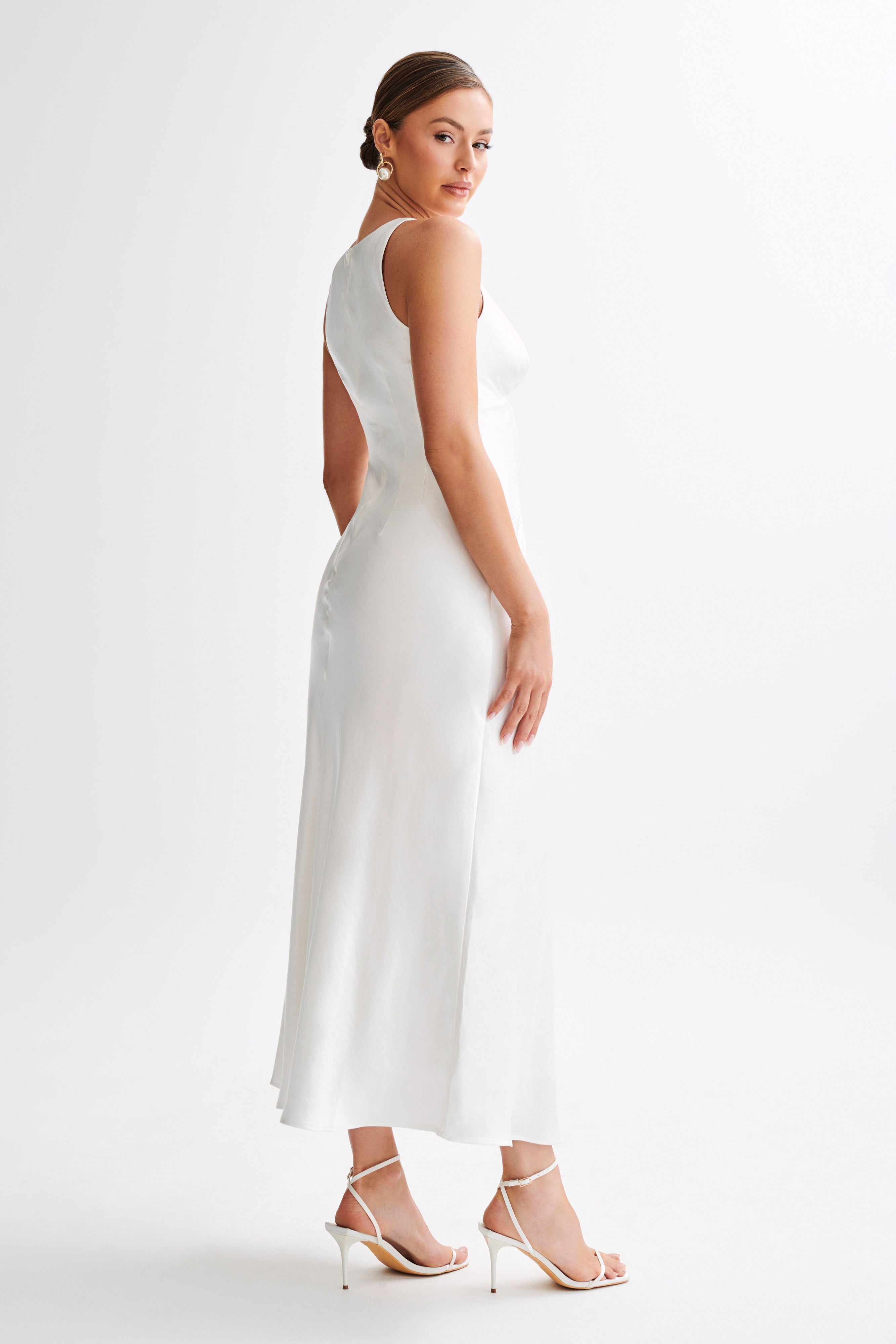 Meghan Satin Maxi Dress - Ivory、mySite、solidvoid