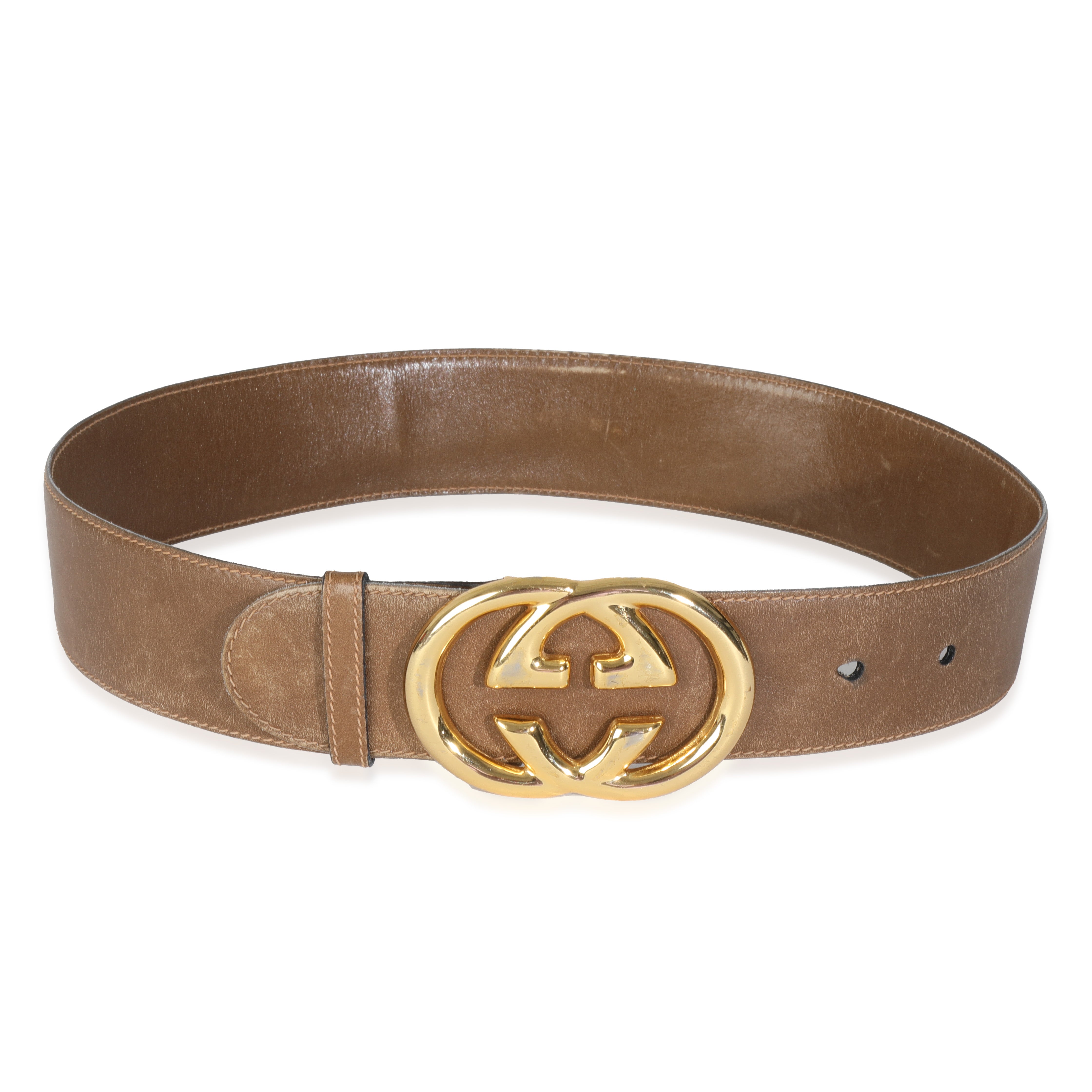 Vintage Brown Smooth Leather Interlocking G Belt 70/28、mySite、garagedoors4me