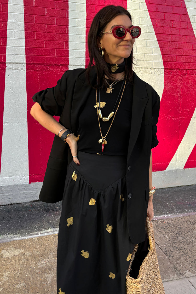 Black Marra Skirt With Gold Fish Fleck、mySite、solidvoid