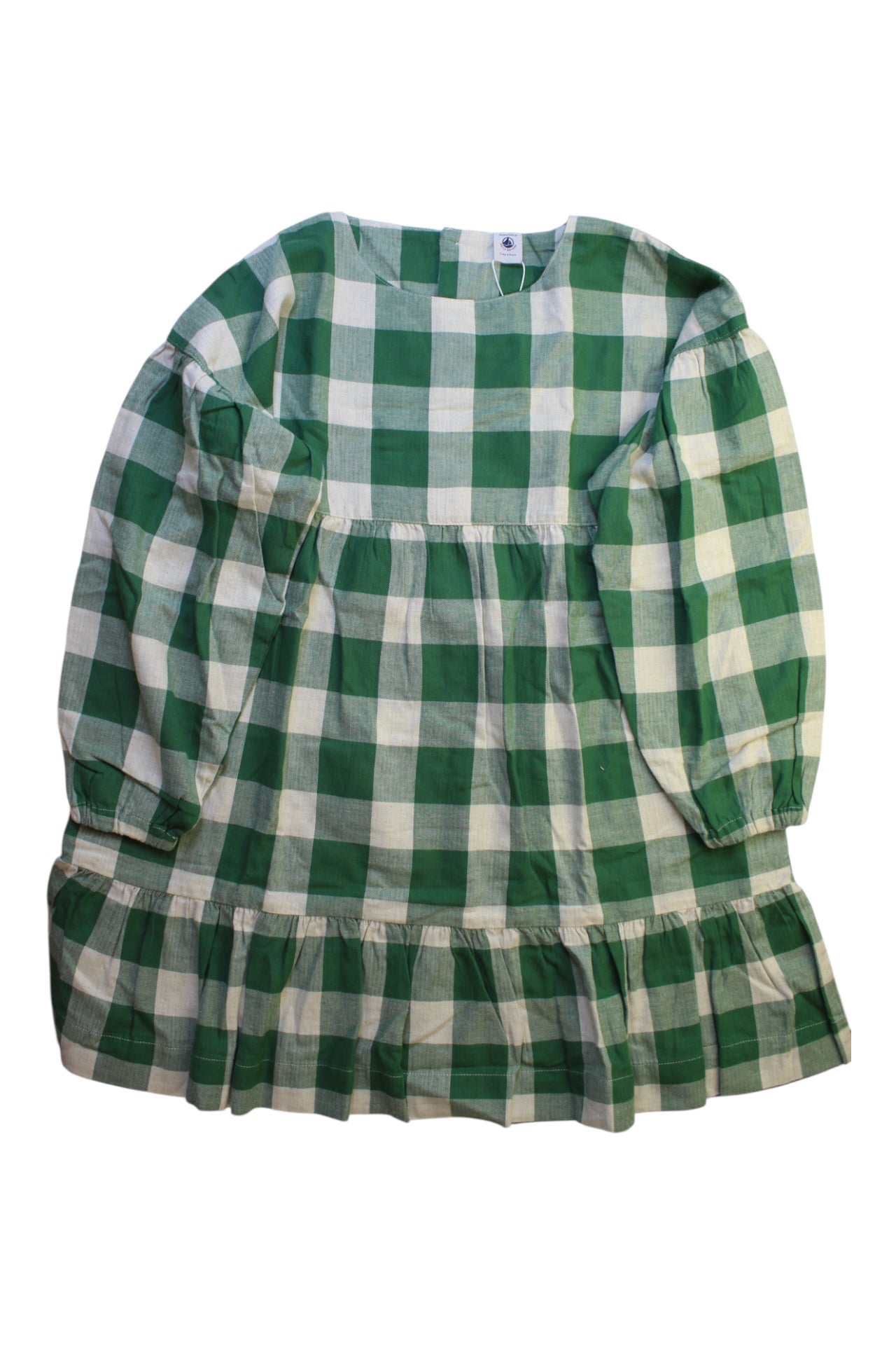 Petit Bateau Checkered Long Sleeve Dress 10Y、mySite、g9winljtr