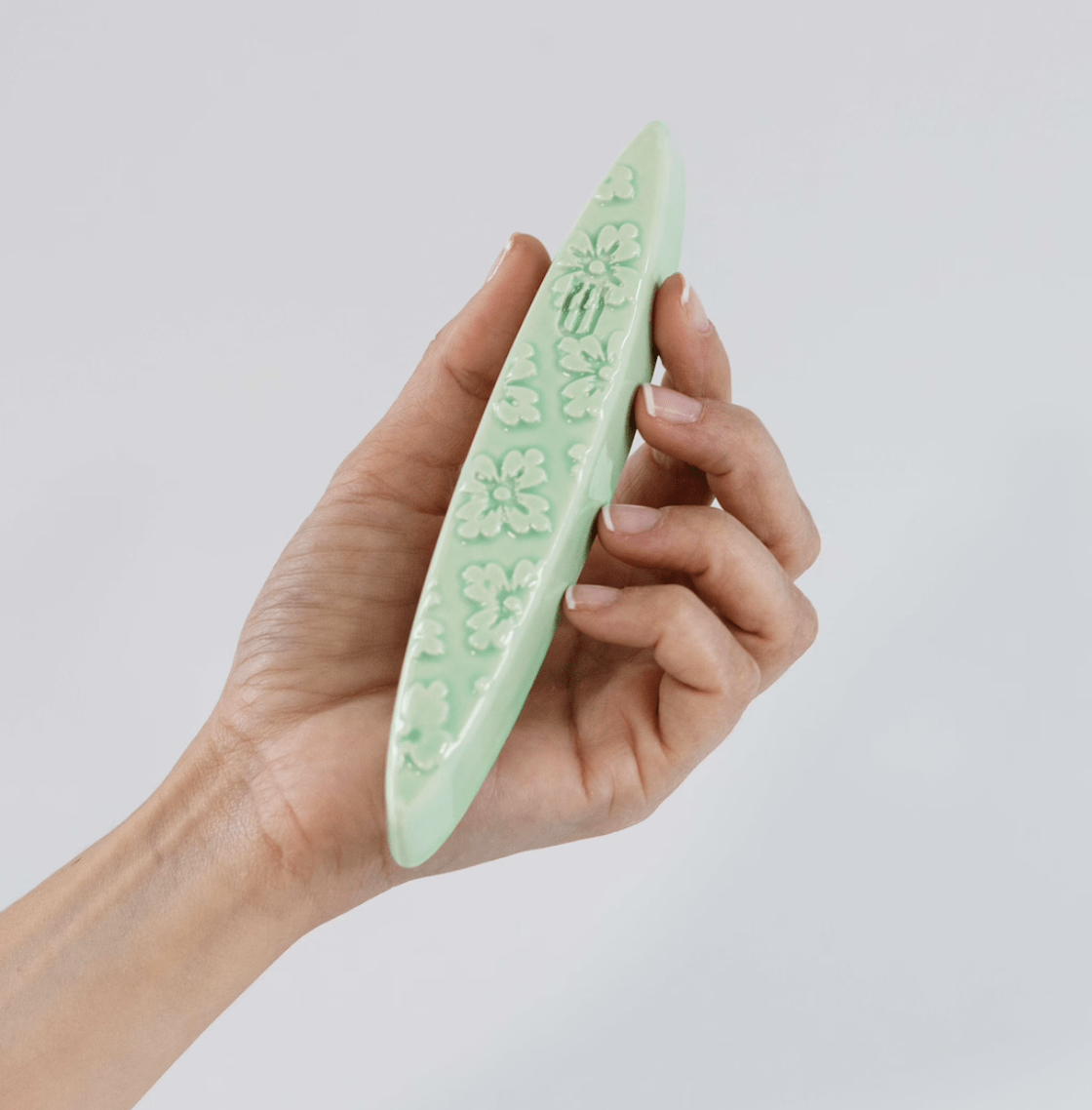 Mint Green Floral Ceramic Mezuzah Case by Mickala Design、mySite、topwebapps