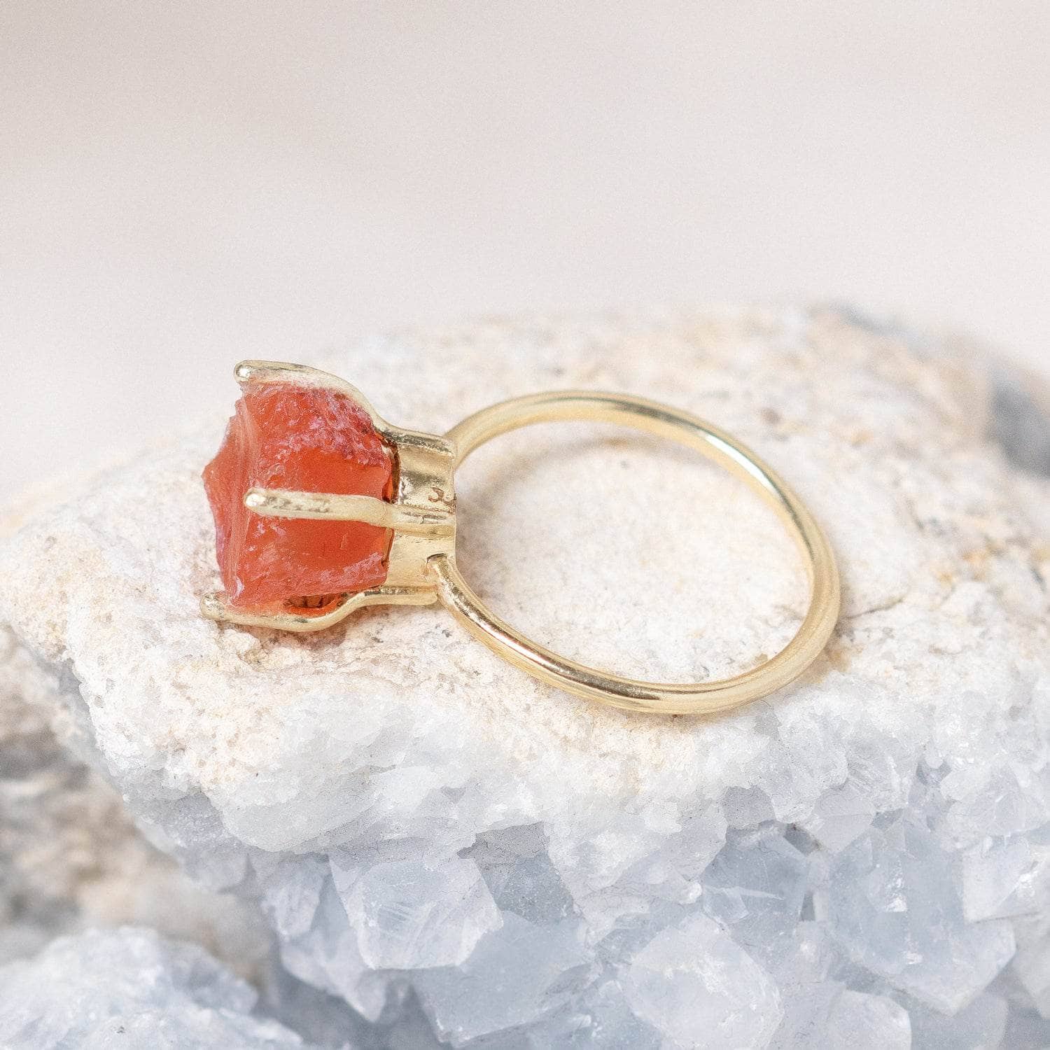 Carnelian Raw Freeform Gold or Silver Ring、mySite、hinf8tx79