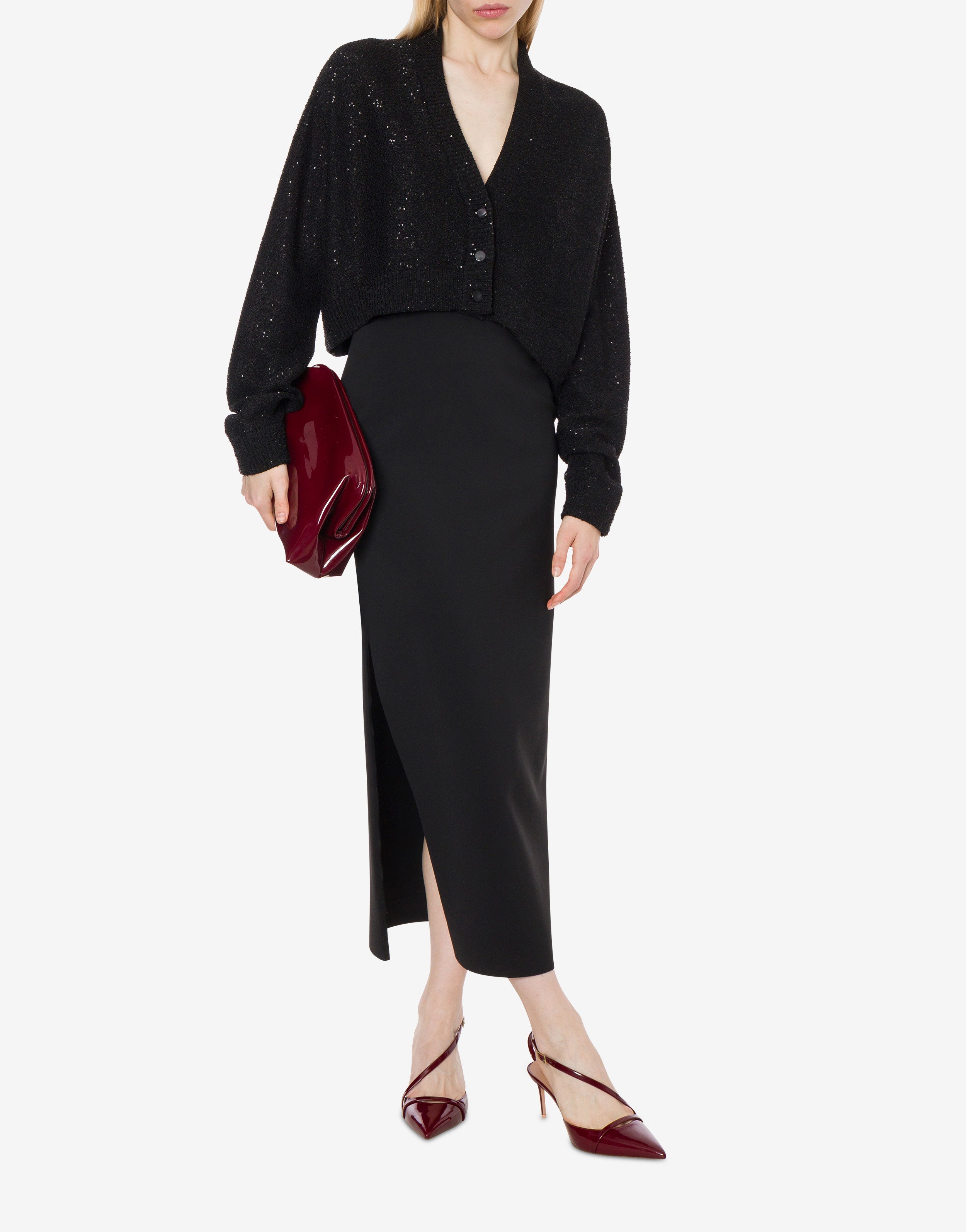 Cardigan in tessuto stretch con paillettes、mySite、aoinhome