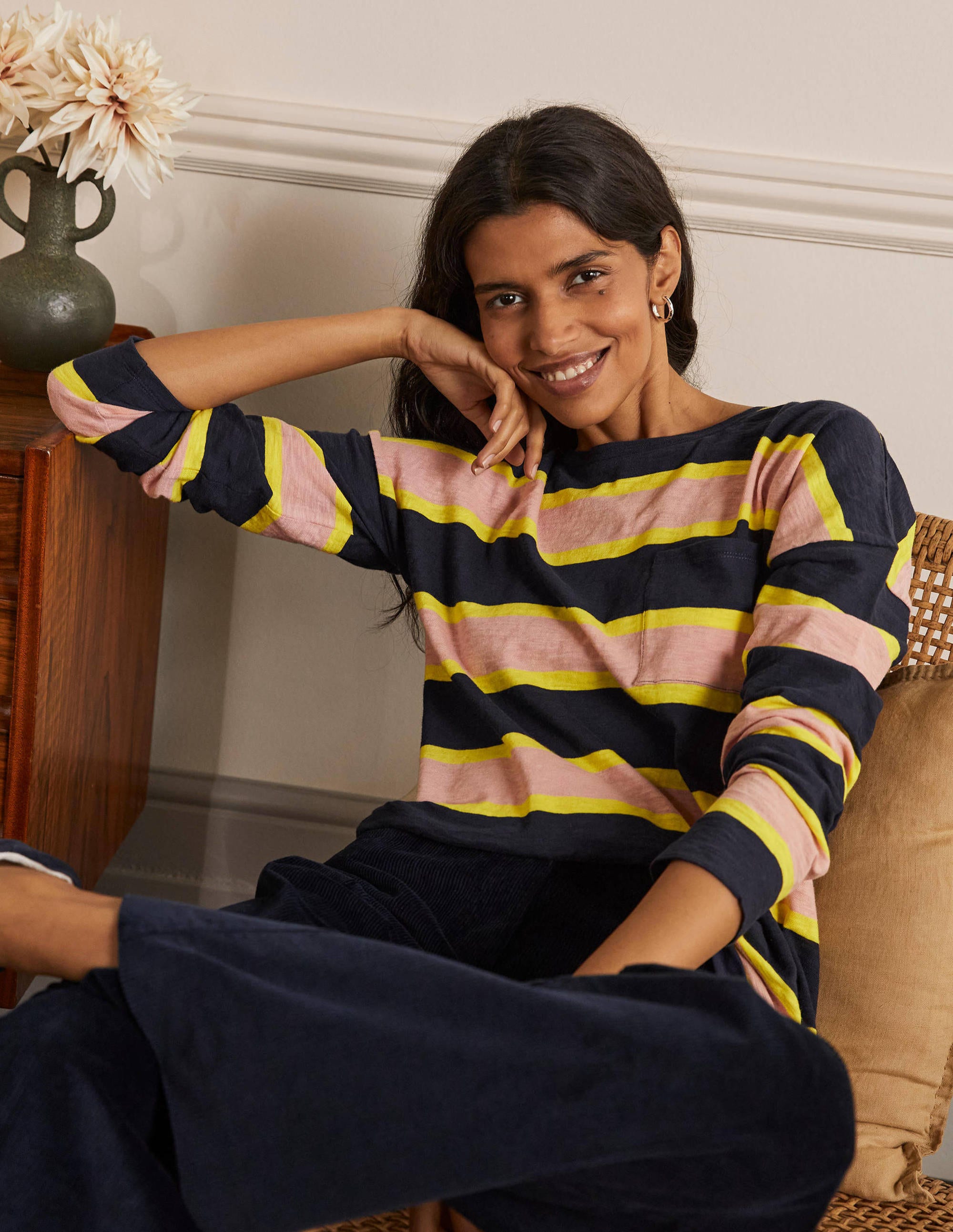  Boxy Jersey Tee-Navy/ Milkshake Stripe、mySite、ashleygrahame