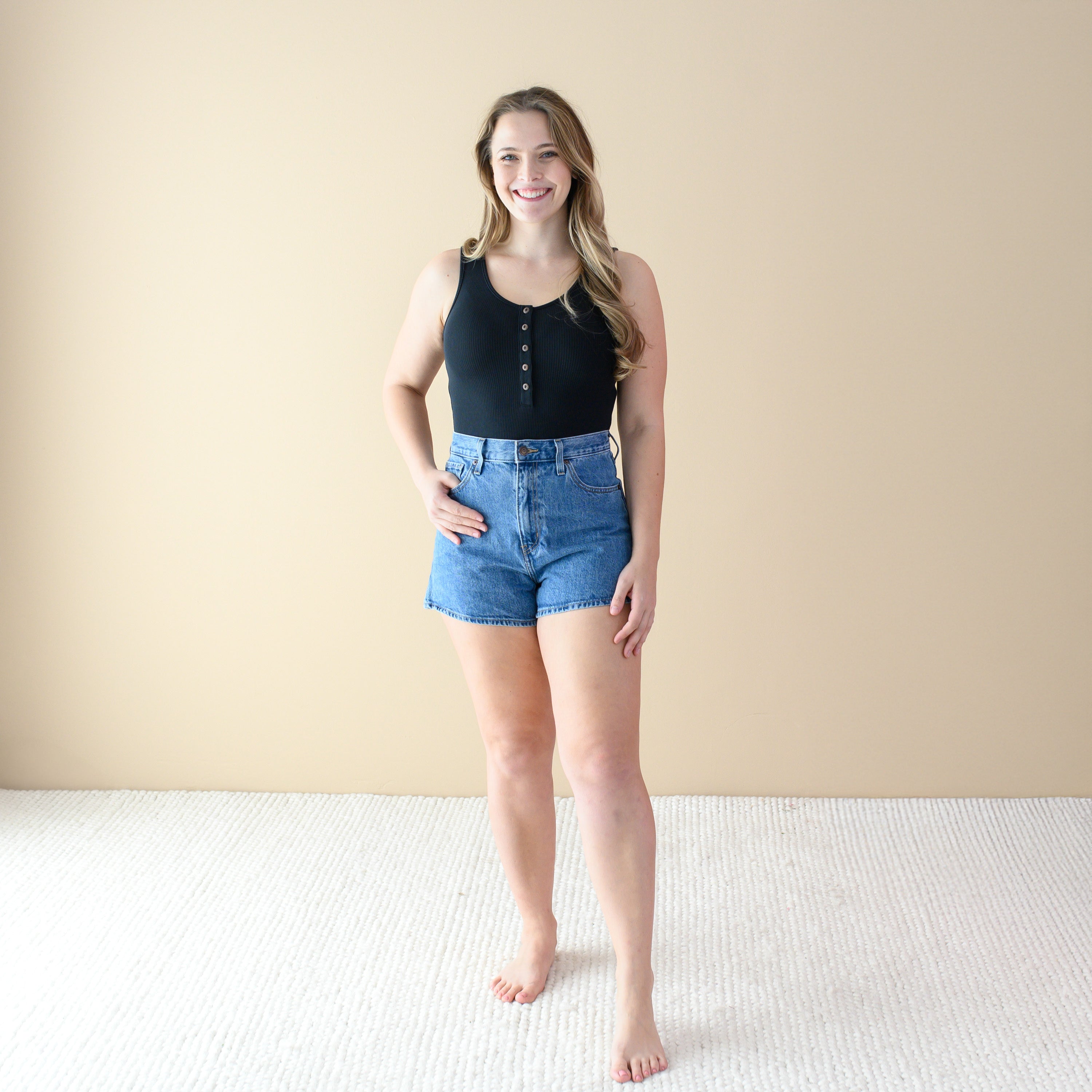  Women’s Ribbed Henley Bodysuit in Midnight、mySite、layawaytickets