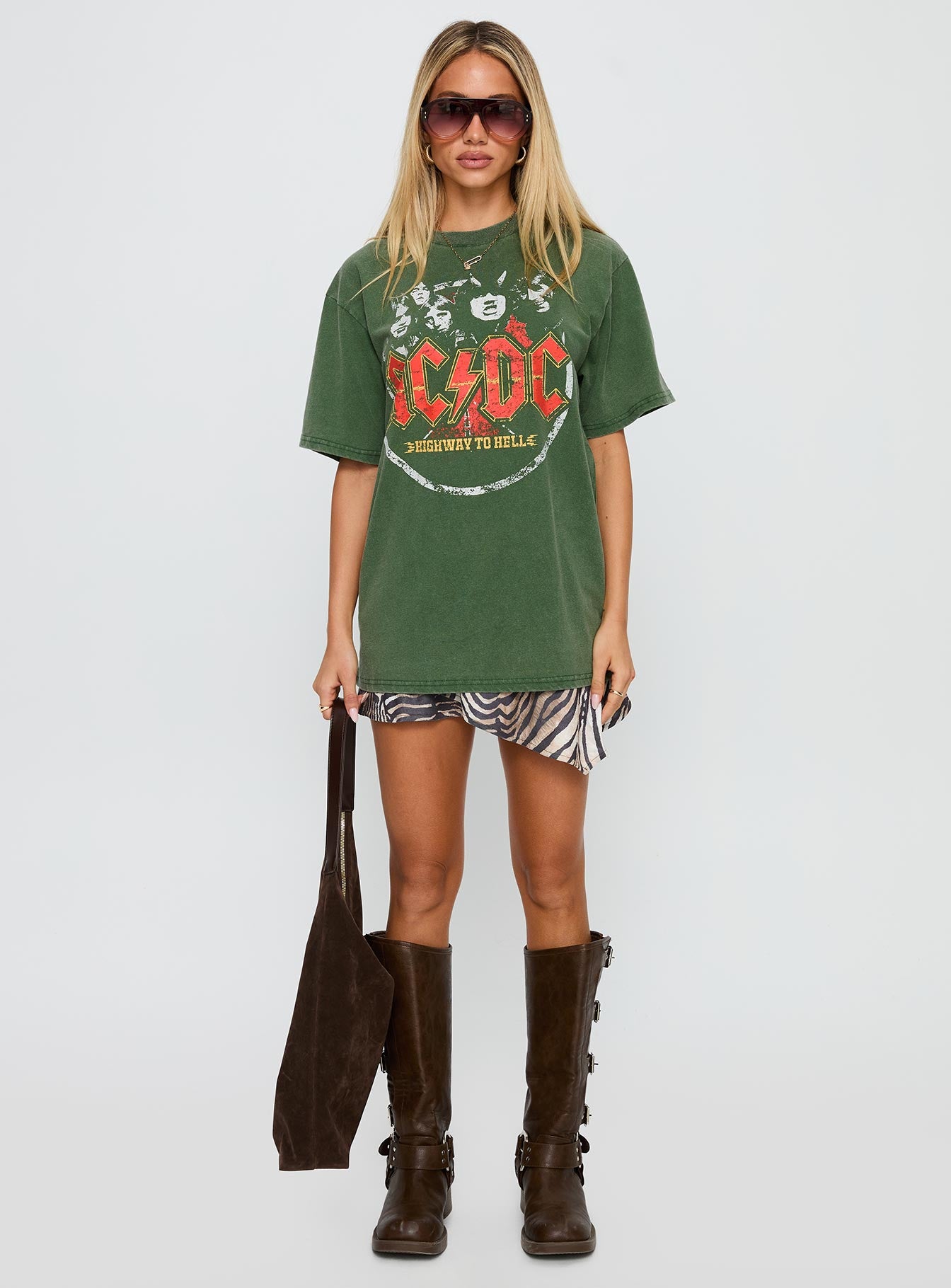 Acdc Vintage Oversized Graphic Top Green、mySite、solidvoid