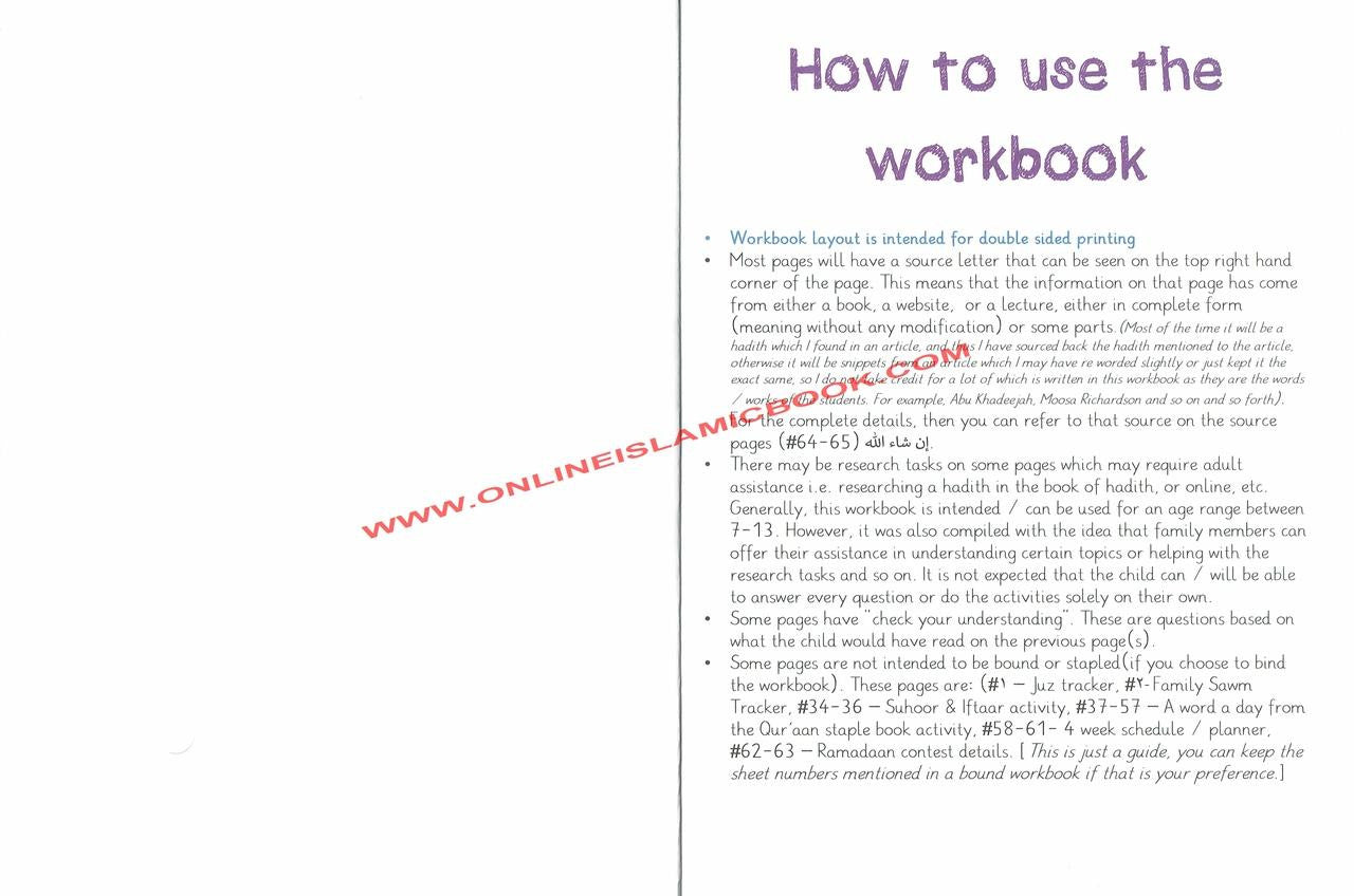 My Ramadan Workbook By Umm Zakariyya、mySite、topwebapps