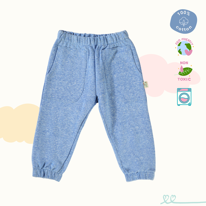Cotton Terry Sweat Pants | Creme & Blue | Set of 2、mySite、camillekostekn