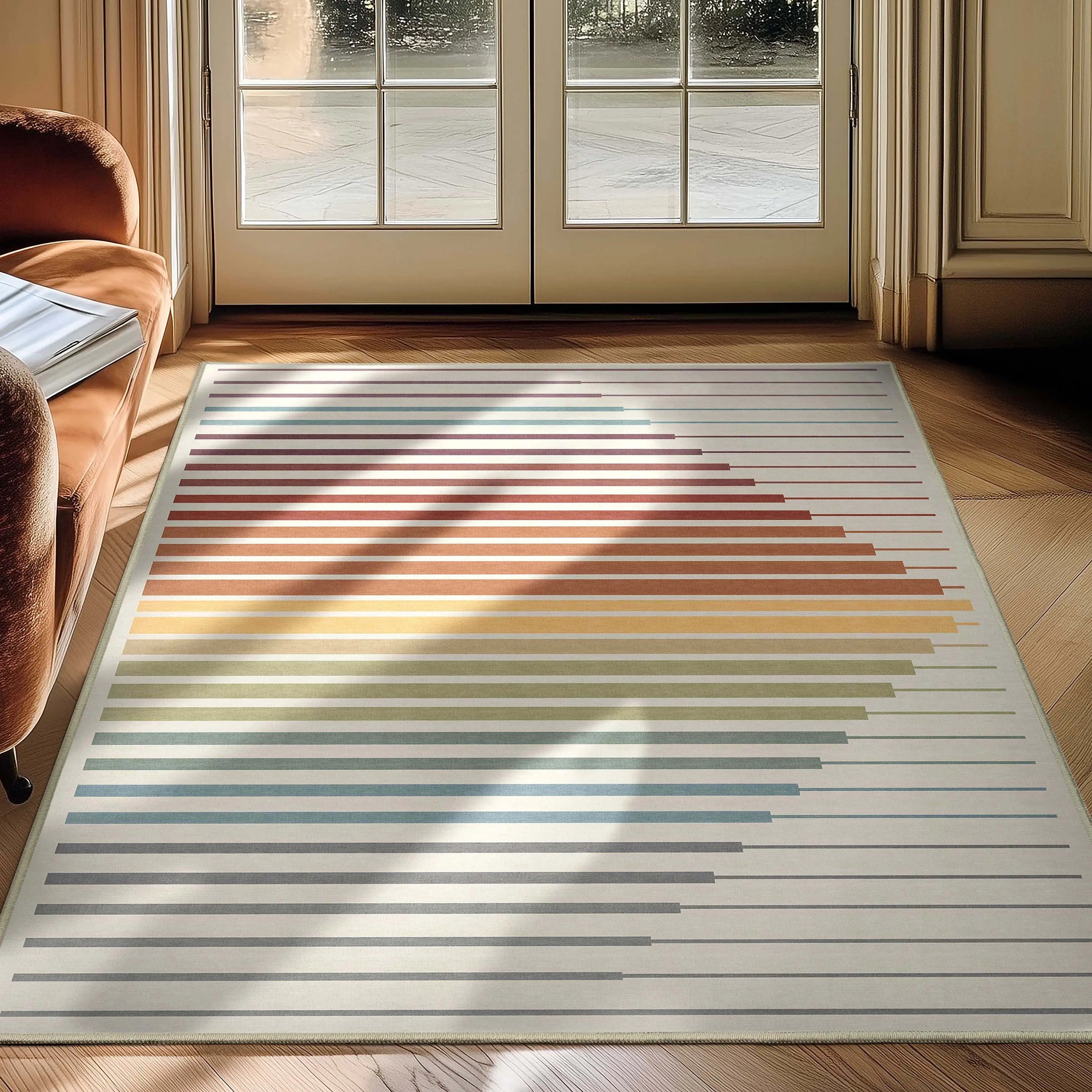 Apollo Odyssey Multi-Color Pastel Striped Rug Stain-Resistant & Easy to Clean、mySite、gigharbornorthrealestate