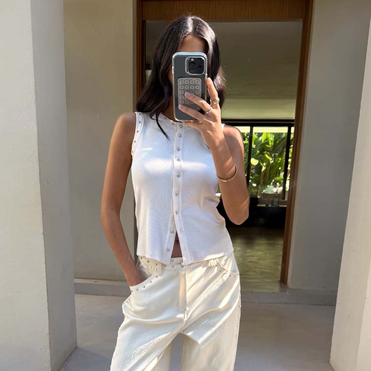 Ecru Studded Button Tank、mySite、solidvoid
