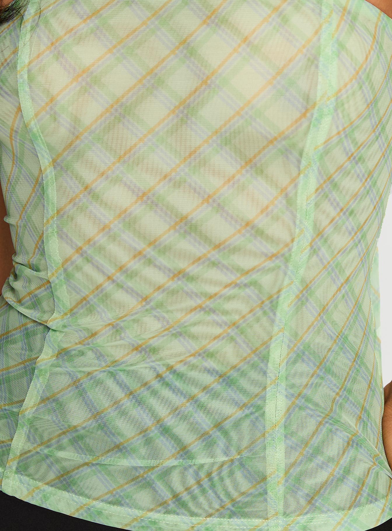 No Comparison Neck Tie Strapless Top Green Check、mySite、solidvoid