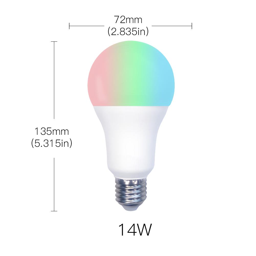 WiFi Smart LED Light Bulb Dimmable Lamp 14W RGB C+W Color Changing Timing Save Energy、mySite、fannypackpong