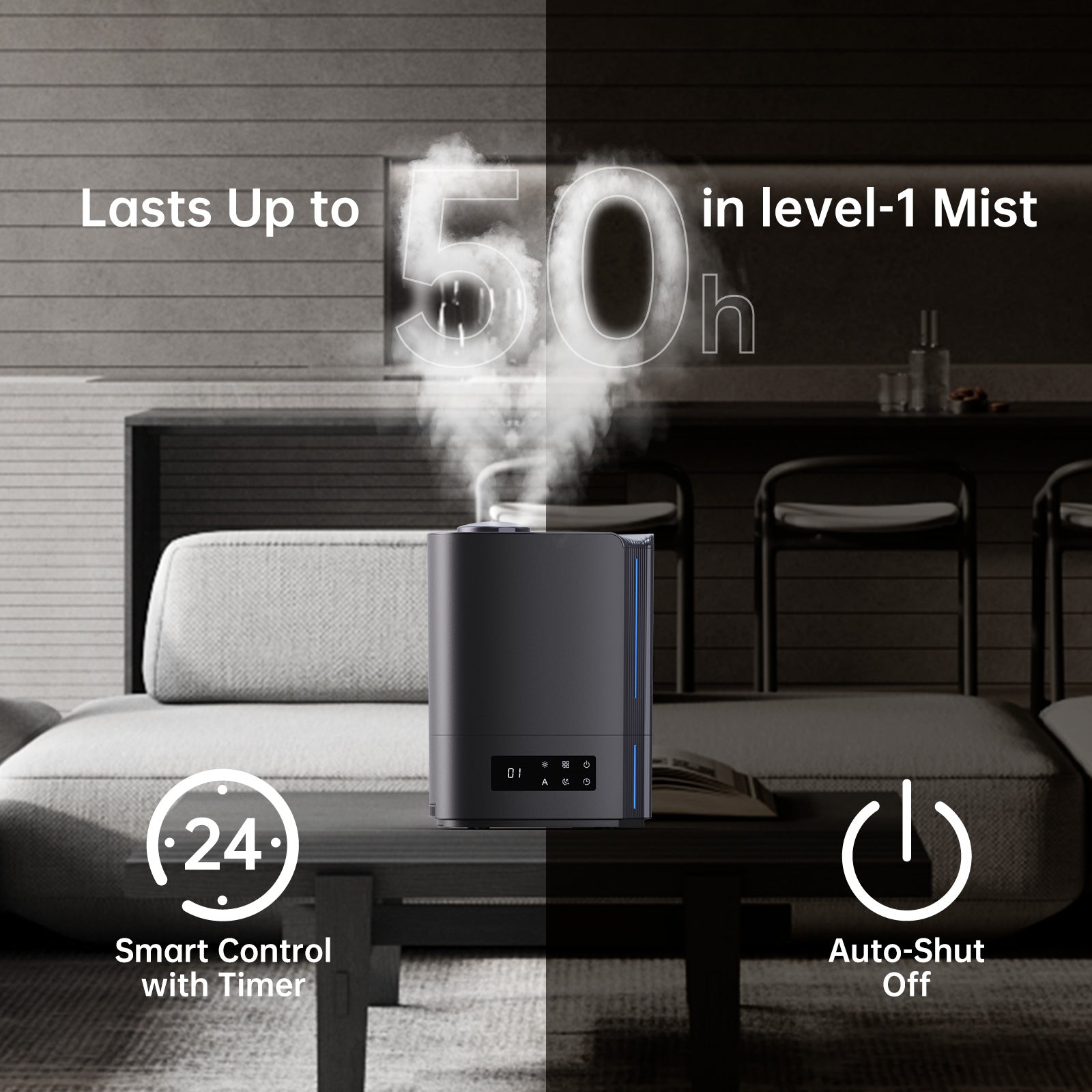 KLOUDIC Top-Fill 6L Cool Mist Large Humidifier for Home Air Vaporizer with Humidistat and Timer、mySite、fannypackpong