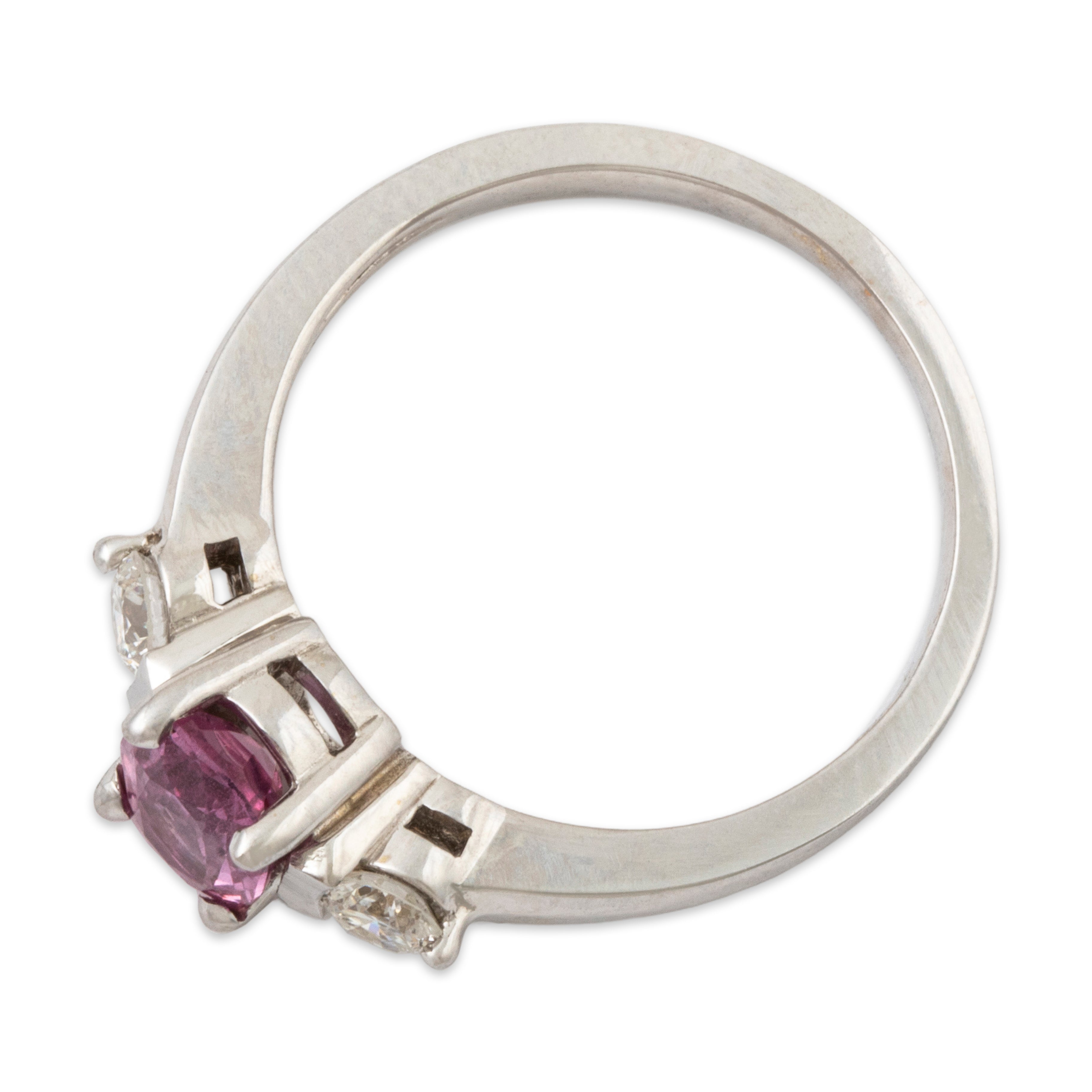 Estate 14k White Gold .93ct Pink Sapphire .26cttw Diamond Trio Ring 6.75、mySite、hinf8tx79