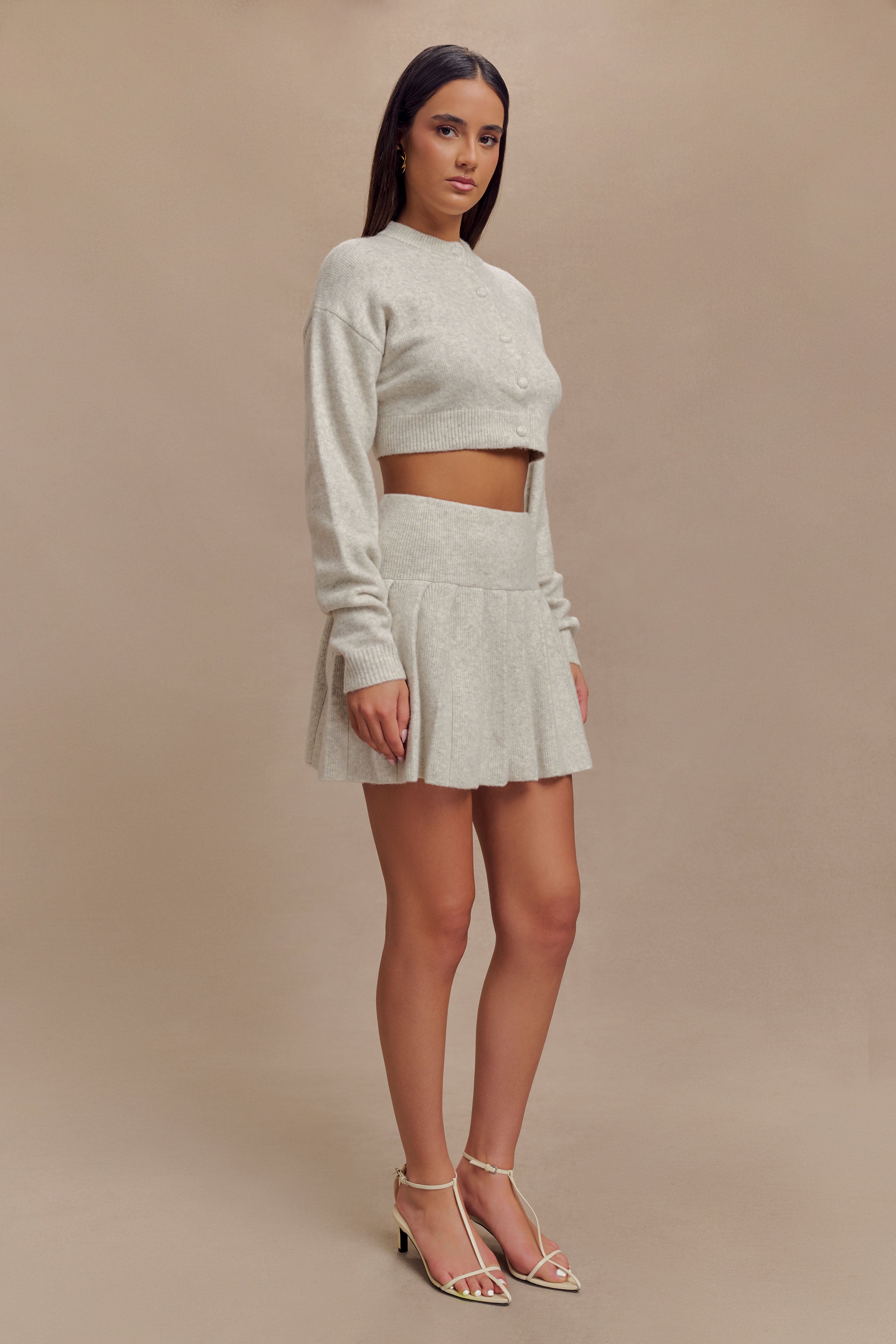 Shelby Knit Cardigan - Heather Grey Marle、mySite、solidvoid