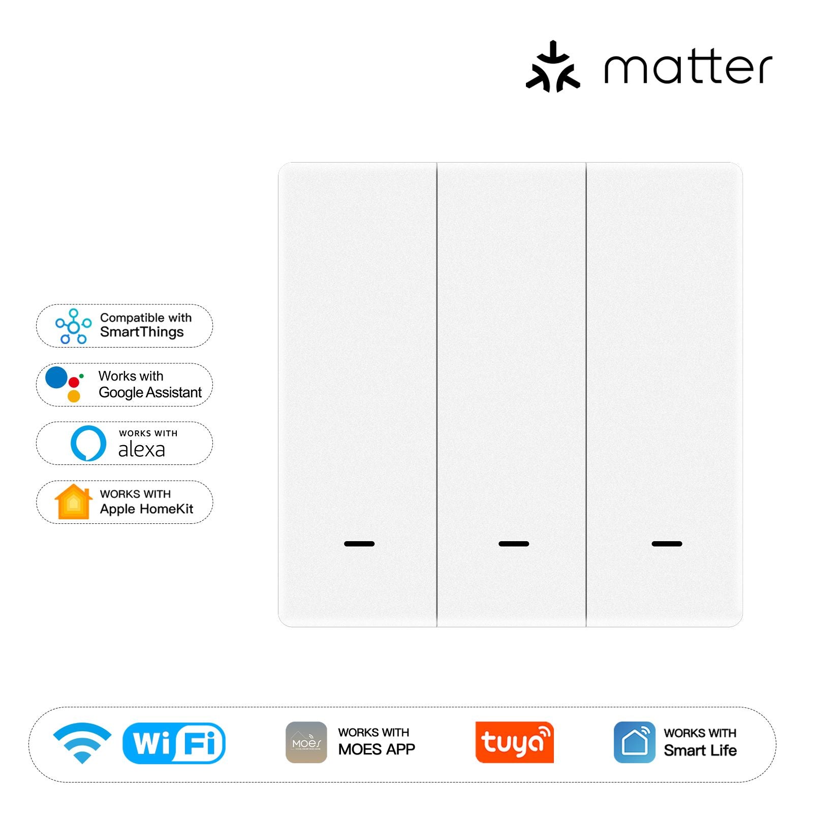 Matter WiFi Smart Push Button Light Switch App Control Neutral Wire Required EU Verison、mySite、fannypackpong