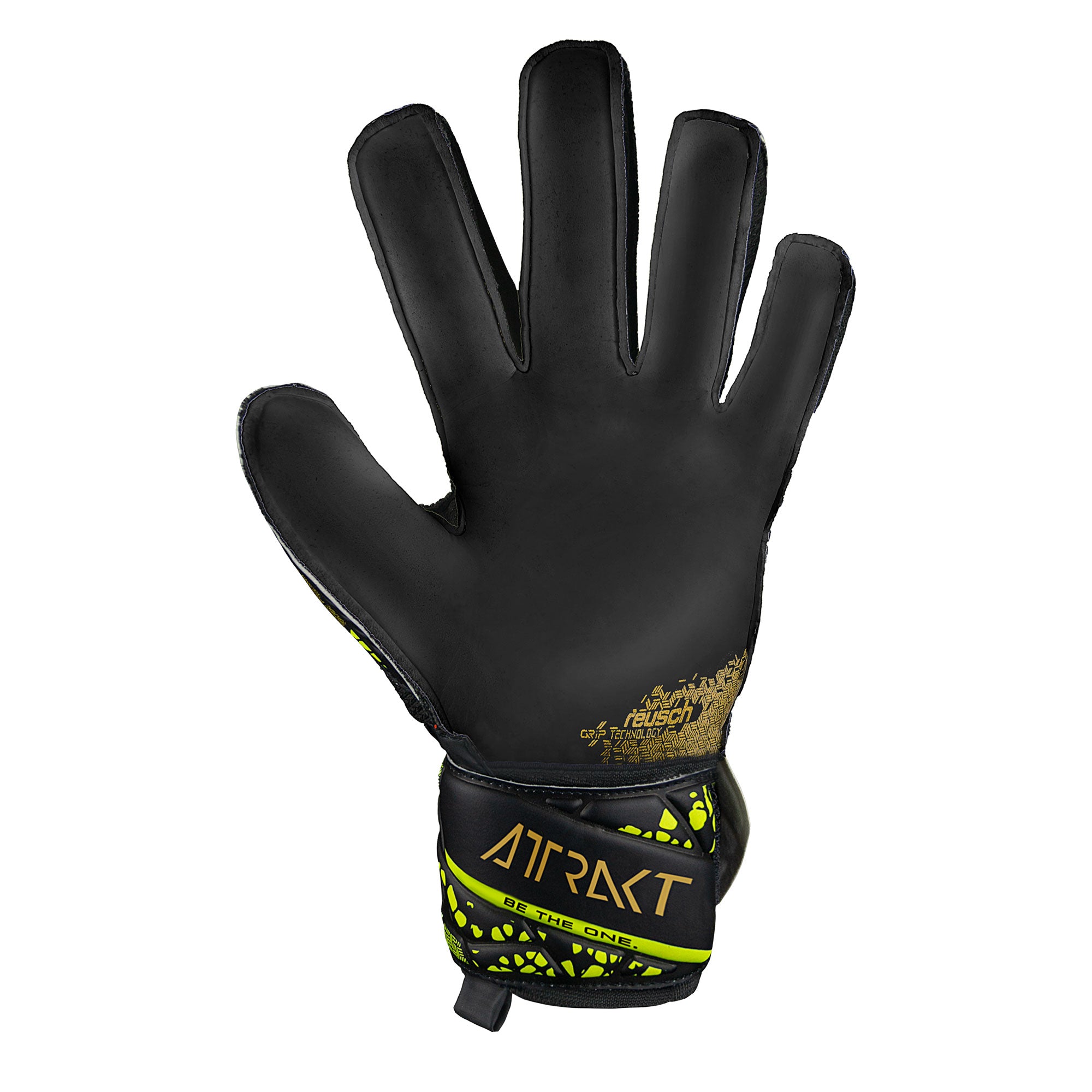 Reusch Men's Attrakt Infinity Fingersave Goalkeeper Gloves Black/Gold/Yellow、mySite、noshort