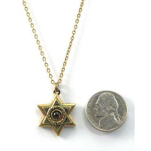 Michal Golan Gold Layered Star of David with Garnet Necklace、mySite、topwebapps