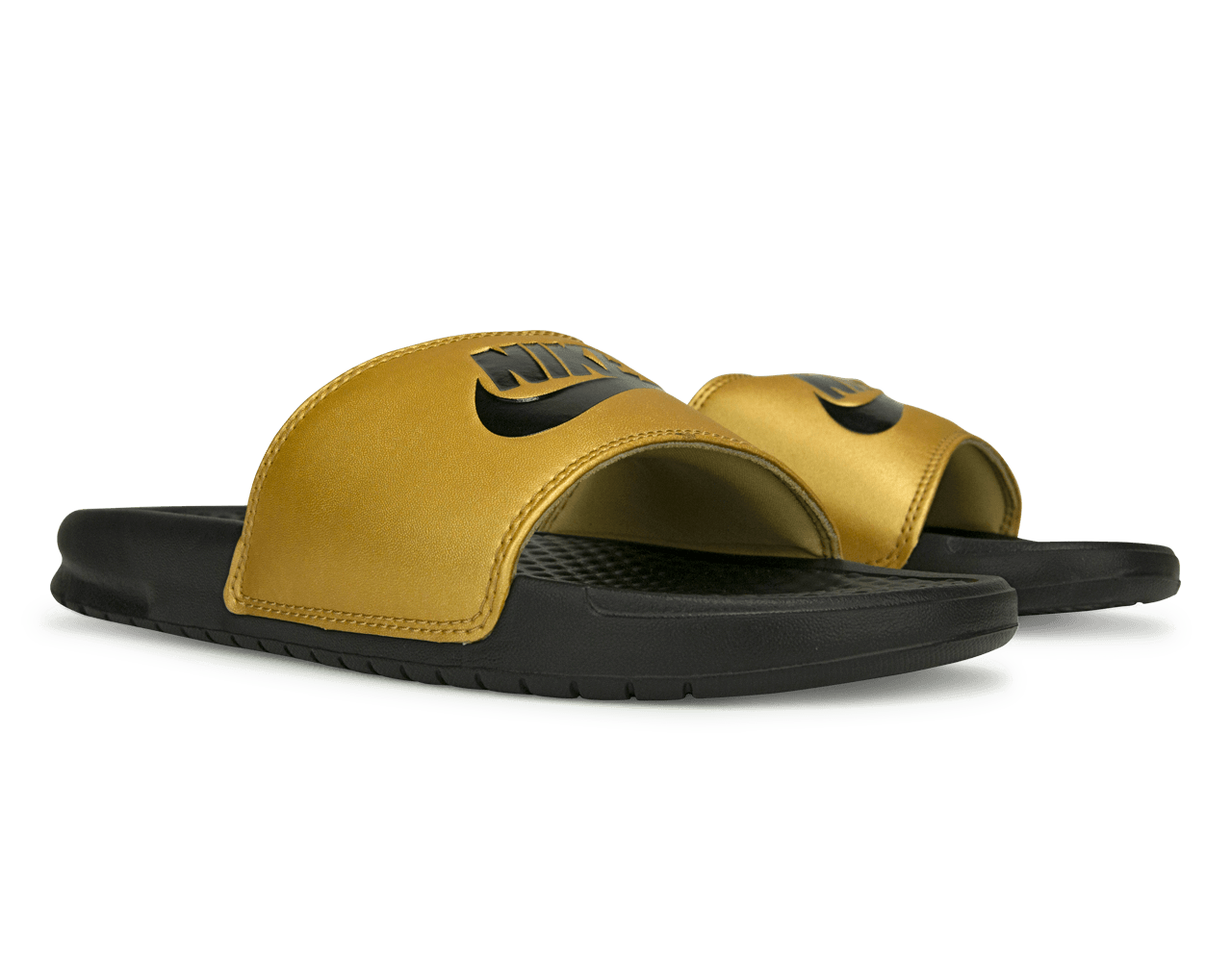 Nike Women's Benassi JDI Sandal Black/Metallic Gold、mySite、noshort