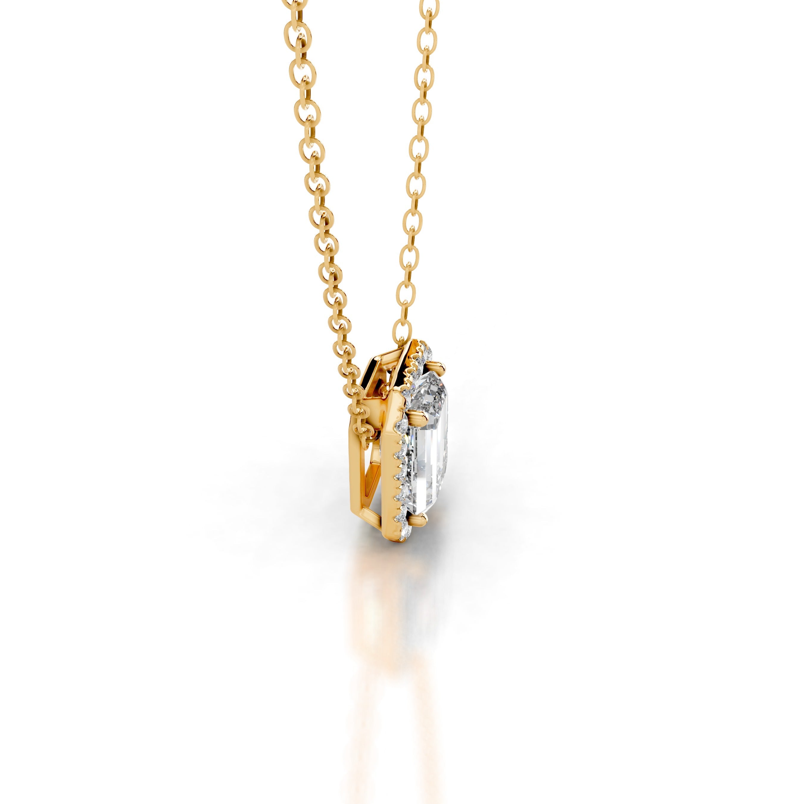Petit Eden Lab Grown Diamond Halo Pendant - 18K Yellow Gold、mySite、hinf8tx79