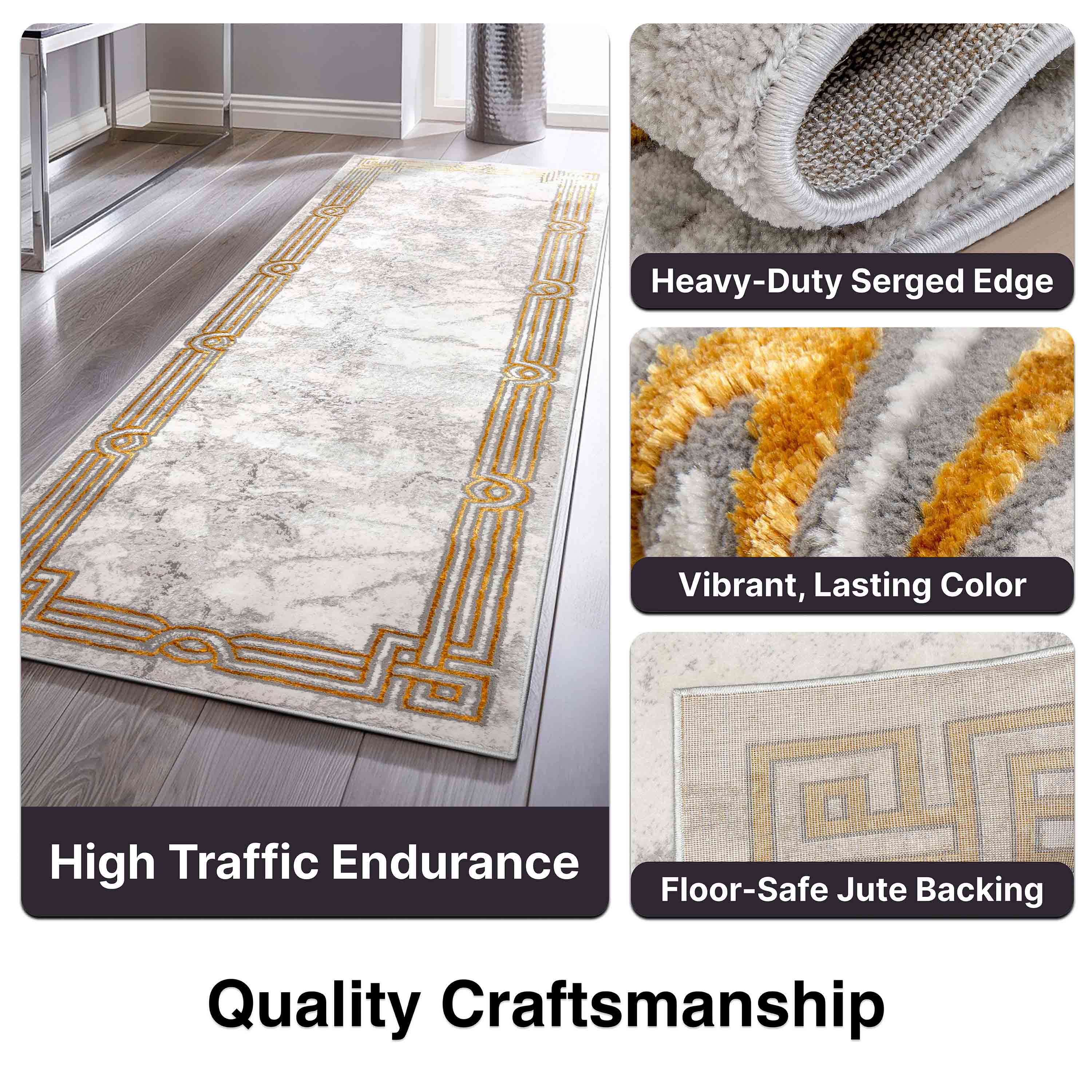 Huntington Retro Marble Border Glam Rug、mySite、gigharbornorthrealestate