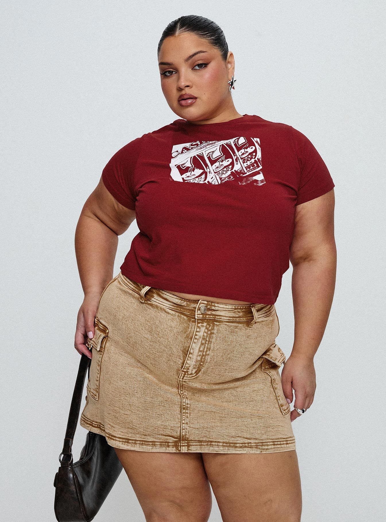 Velveta Low Rise Denim Skirt Camel Curve、mySite、solidvoid