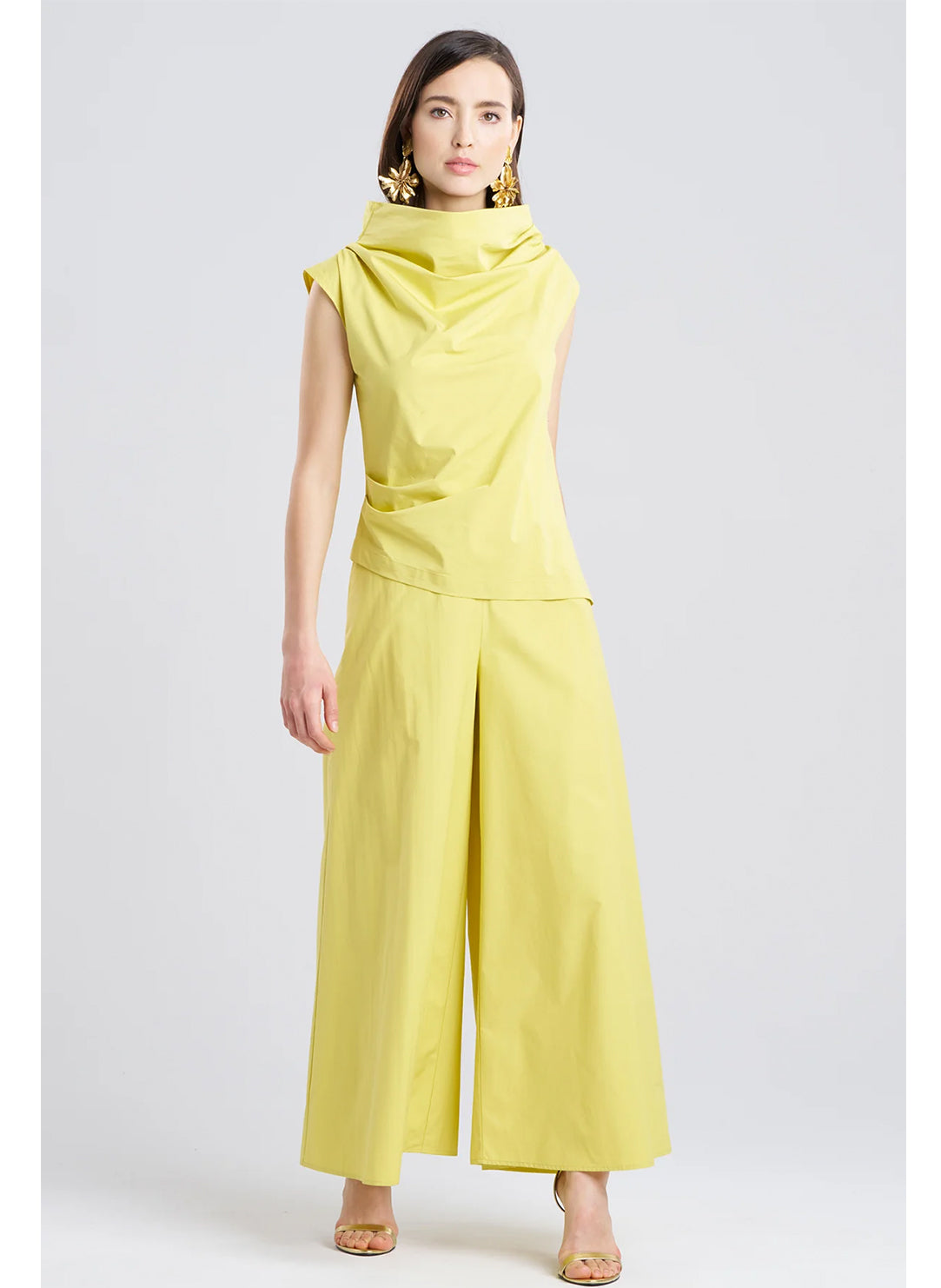  Tech Cotton Taffeta Lemon Asymmetric Funnel Neck Top、mySite、justintrudeaud
