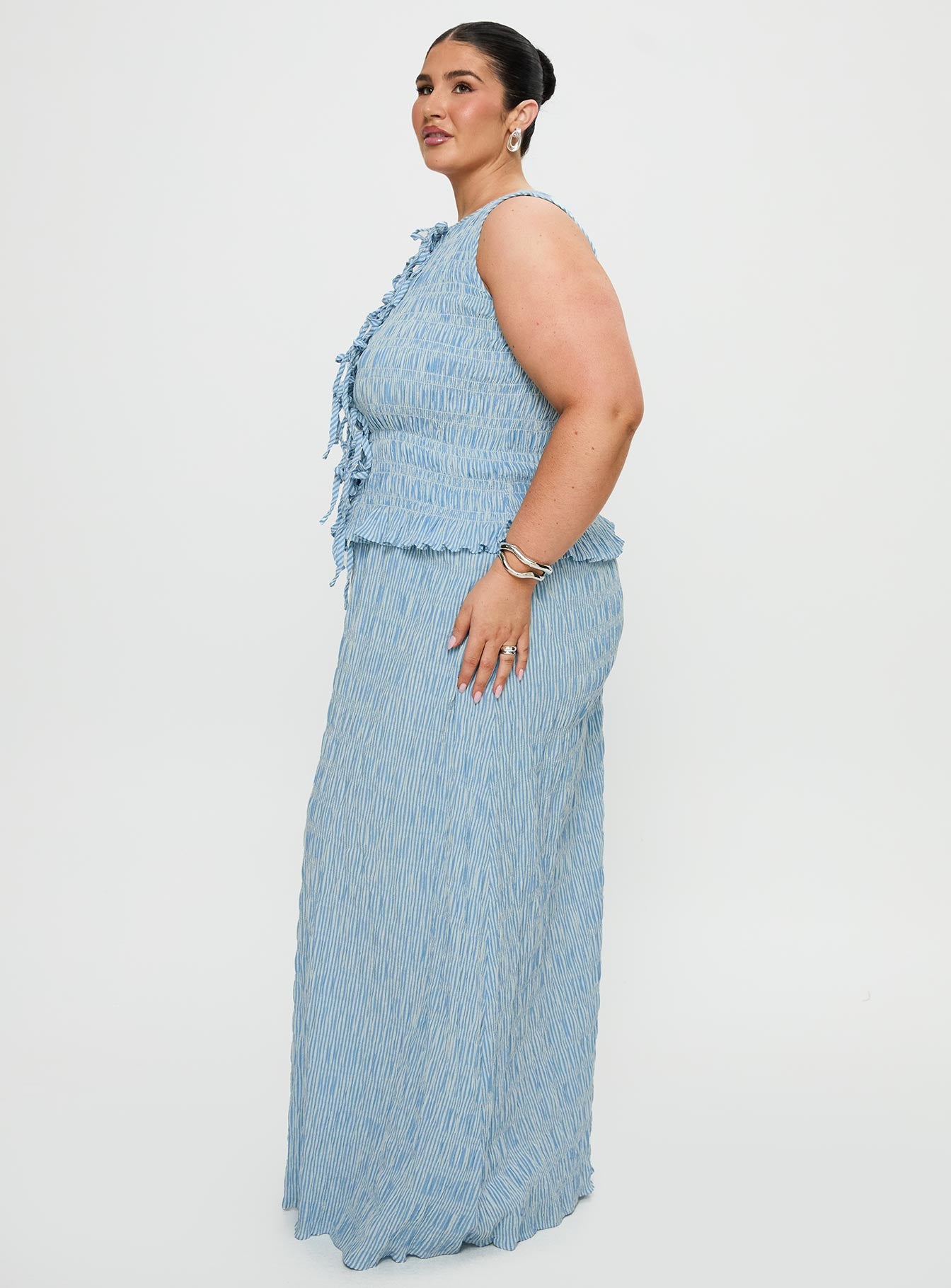 Songbird Shirred Maxi Dress Blue Curve、mySite、solidvoid